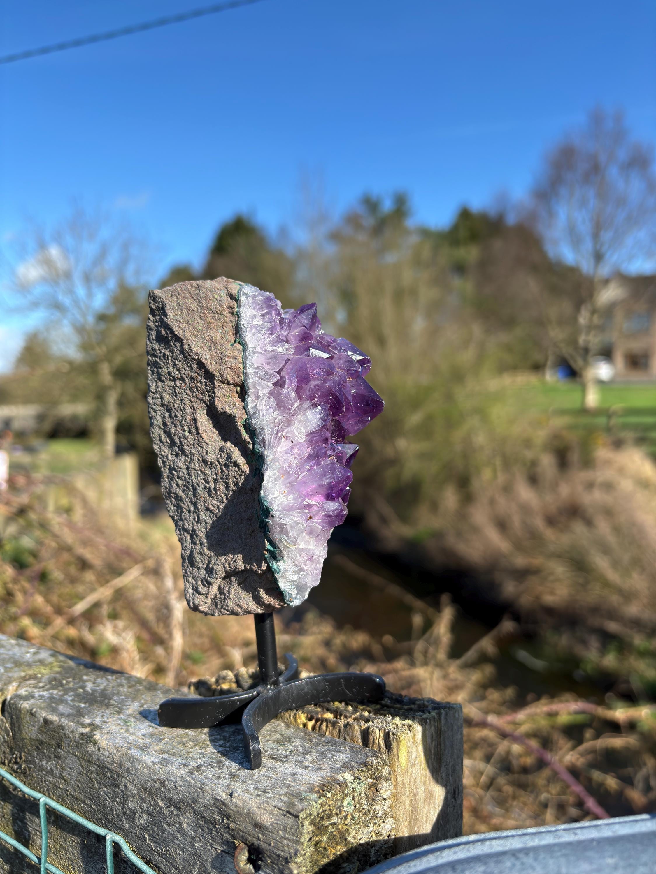 Natural Amethyst Druzy Cluster with Base - Purple Crystal Mineral Specimen
