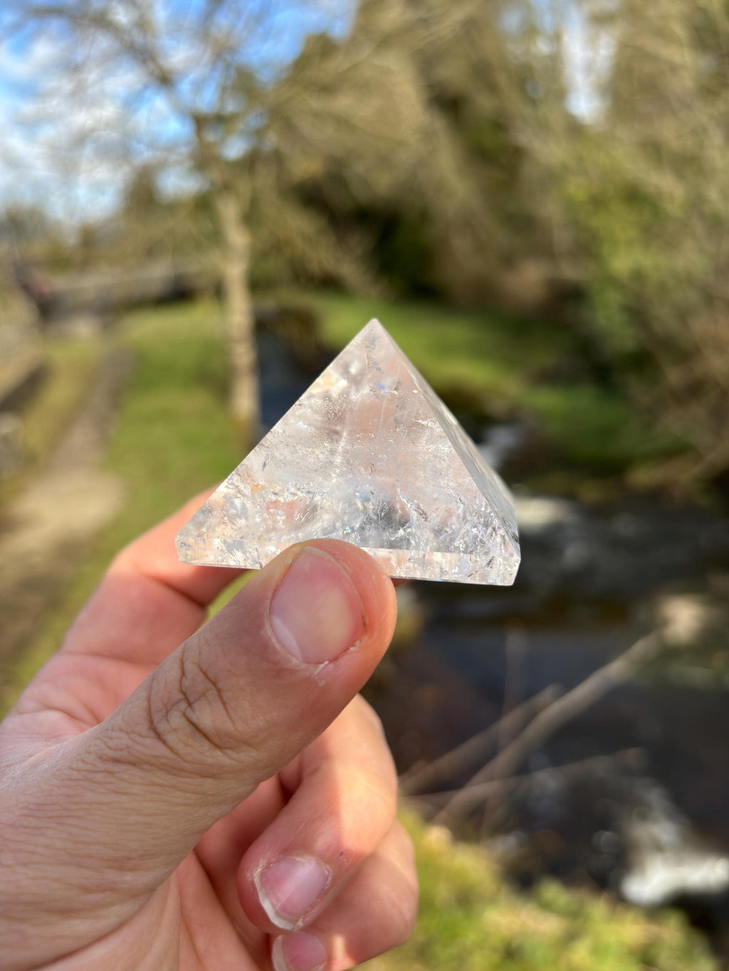 Natural Quartz Crystal Pyramid | Energy Amplifier Stone | Sacred Geometry Decor | Meditation & Healing Crystal