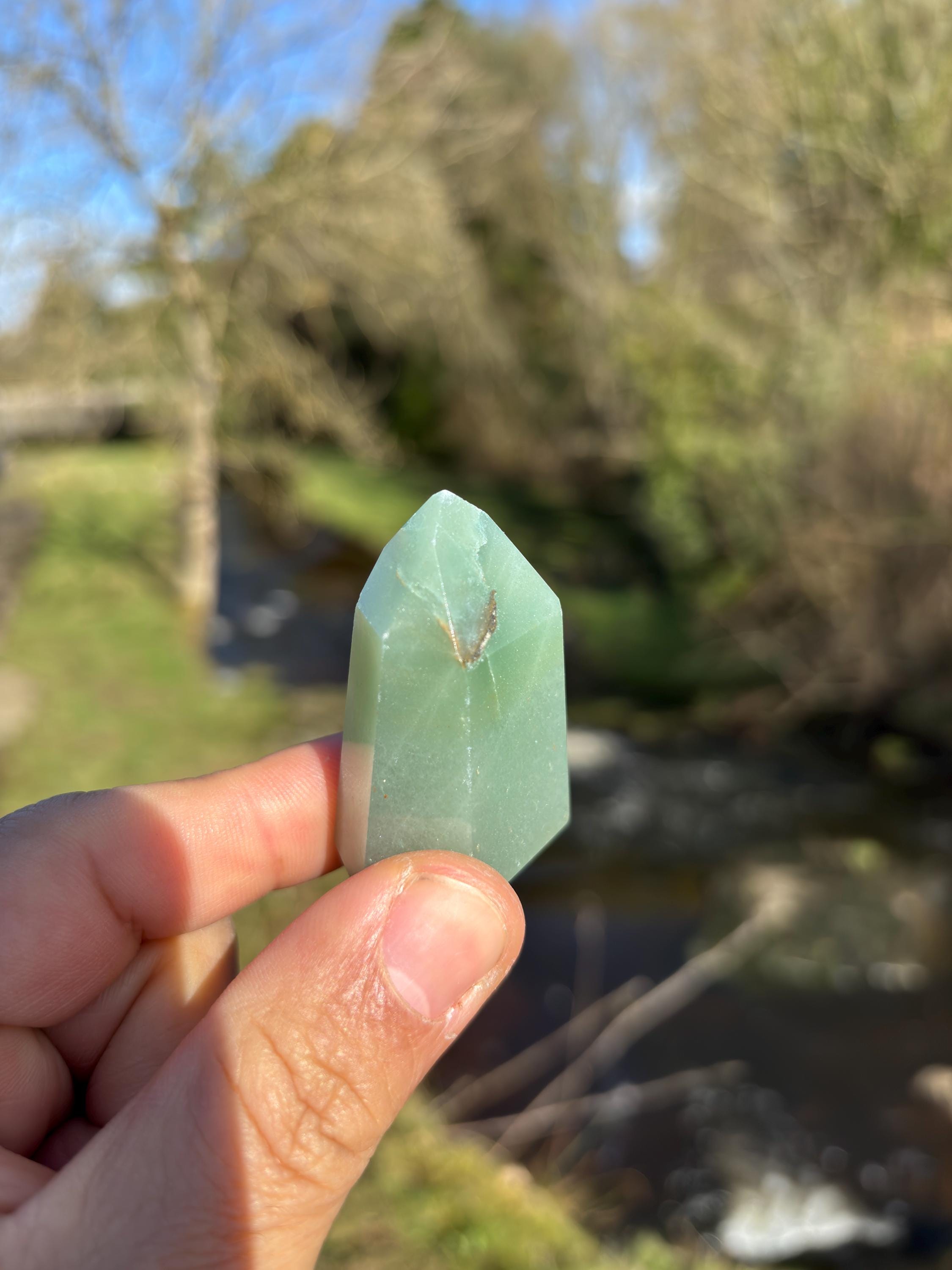 Green Quartz Mini Polished Point - Small Healing Crystal Tower for Meditation & Gift Giving