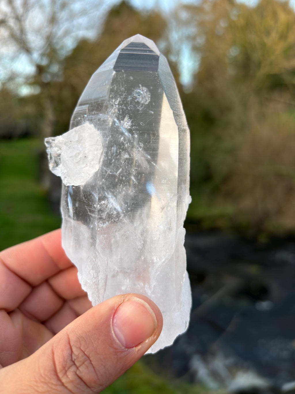 Natural Lemurian Quartz Point | Extra Clear Brazilian Crystal | High Transparency | Raw Collector Specimen | Healing Stone