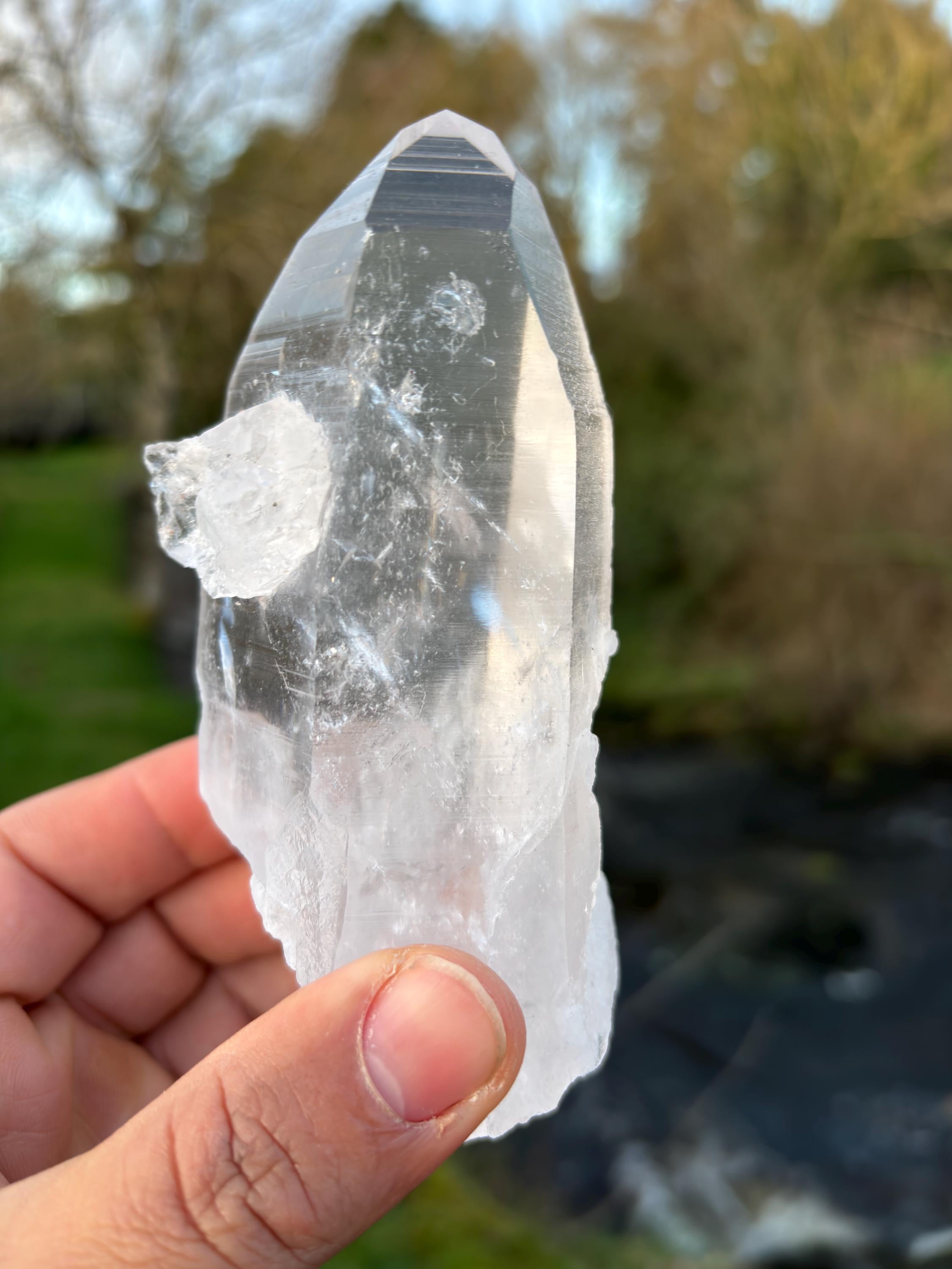 Natural Lemurian Quartz Point | Extra Clear Brazilian Crystal | High Transparency | Raw Collector Specimen | Healing Stone