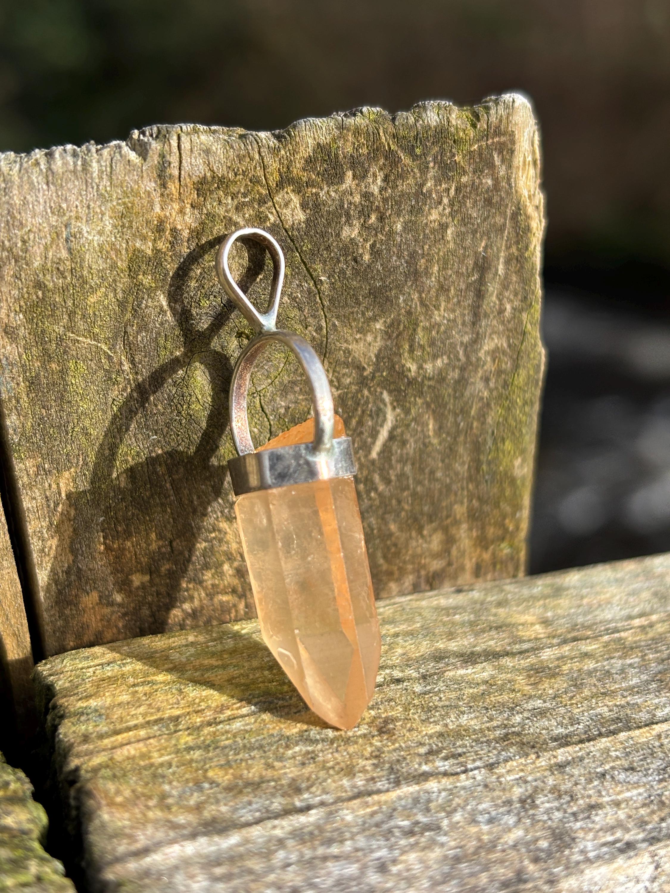 Tangerine Quartz Pendant 925 Silver | Natural Brazilian Crystal Necklace | Sacral Chakra Stone | Healing Jewelry