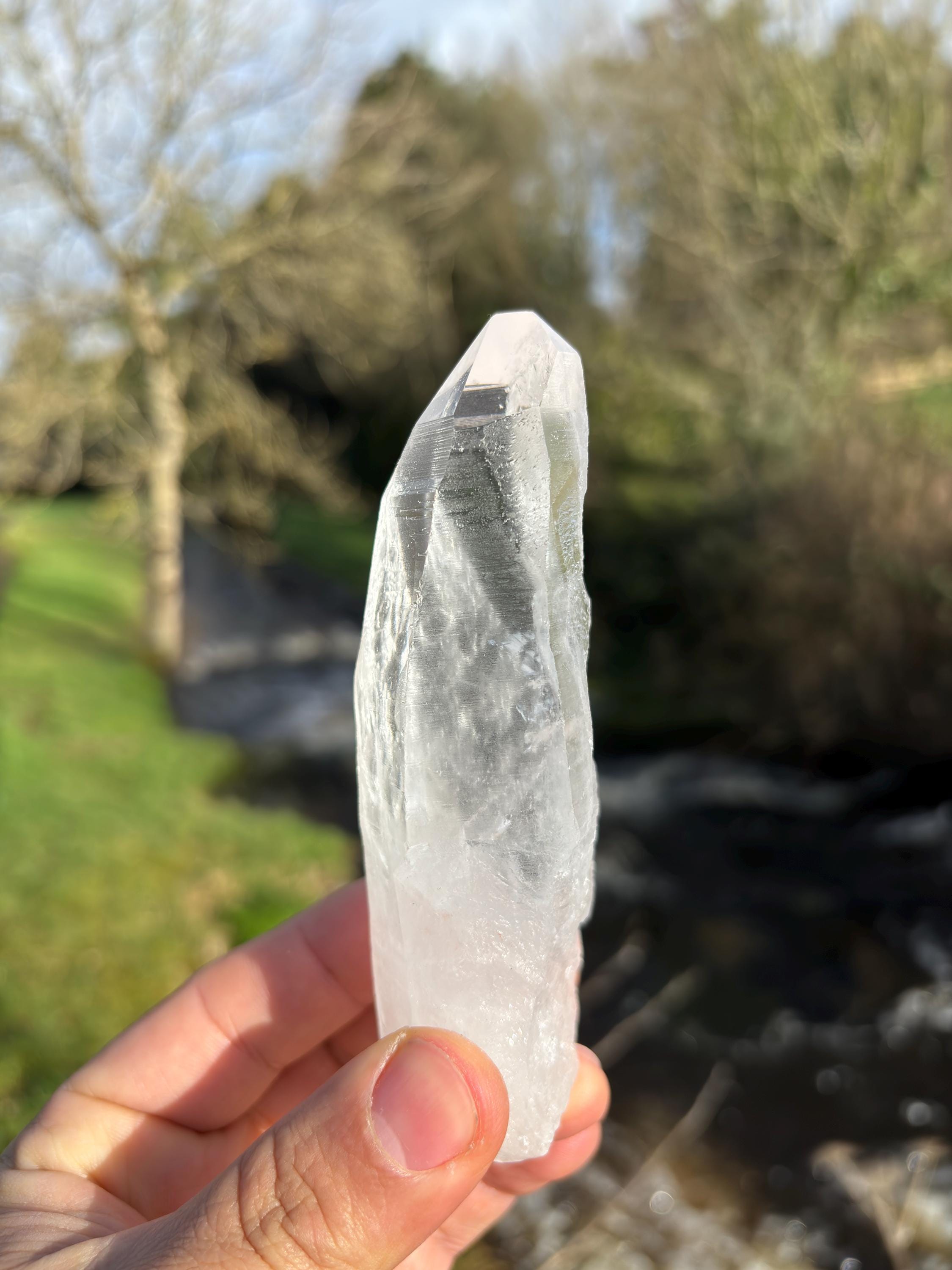 Natural Lemurian Quartz Point | Raw Crystal with Striations | Healing Stone for Meditation | High Vibration Crystal | Mineral Specimen