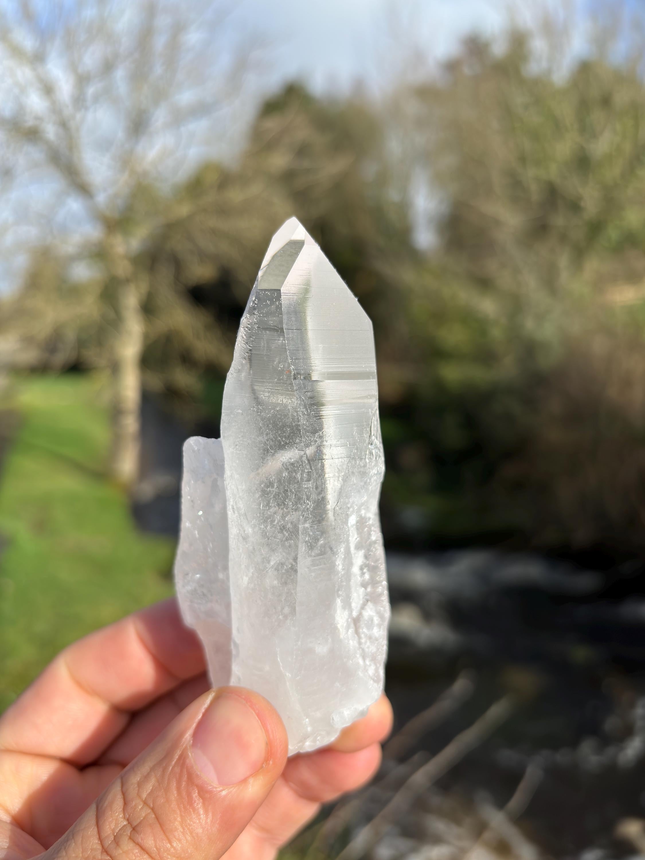 Natural Lemurian Quartz Point | Raw Crystal with Striations | Healing Stone for Meditation | High Vibration Crystal | Mineral Specimen