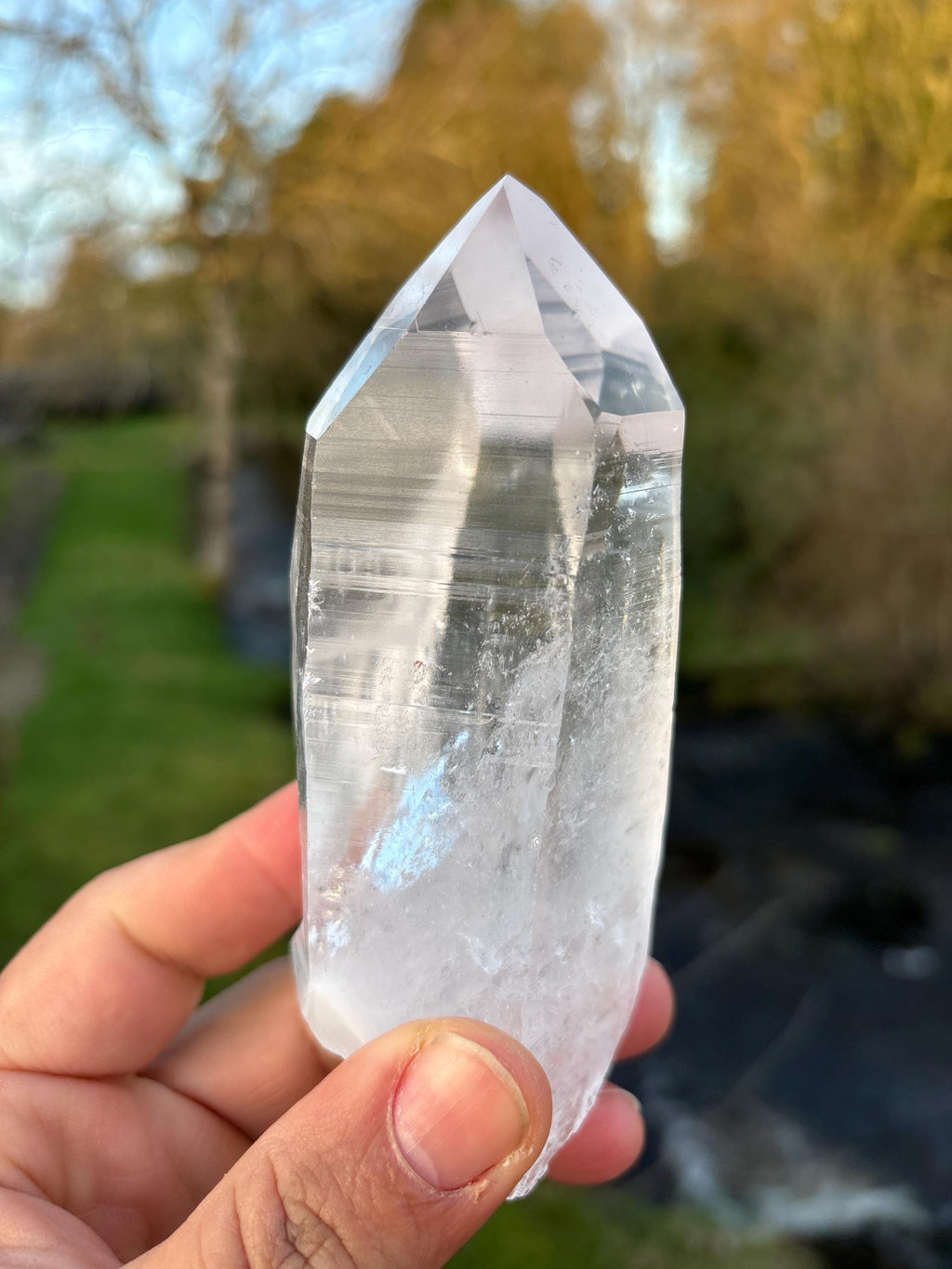 Natural Lemurian Quartz Point | Extra Clear Brazilian Crystal | High Transparency | Raw Collector Specimen | Healing Stone