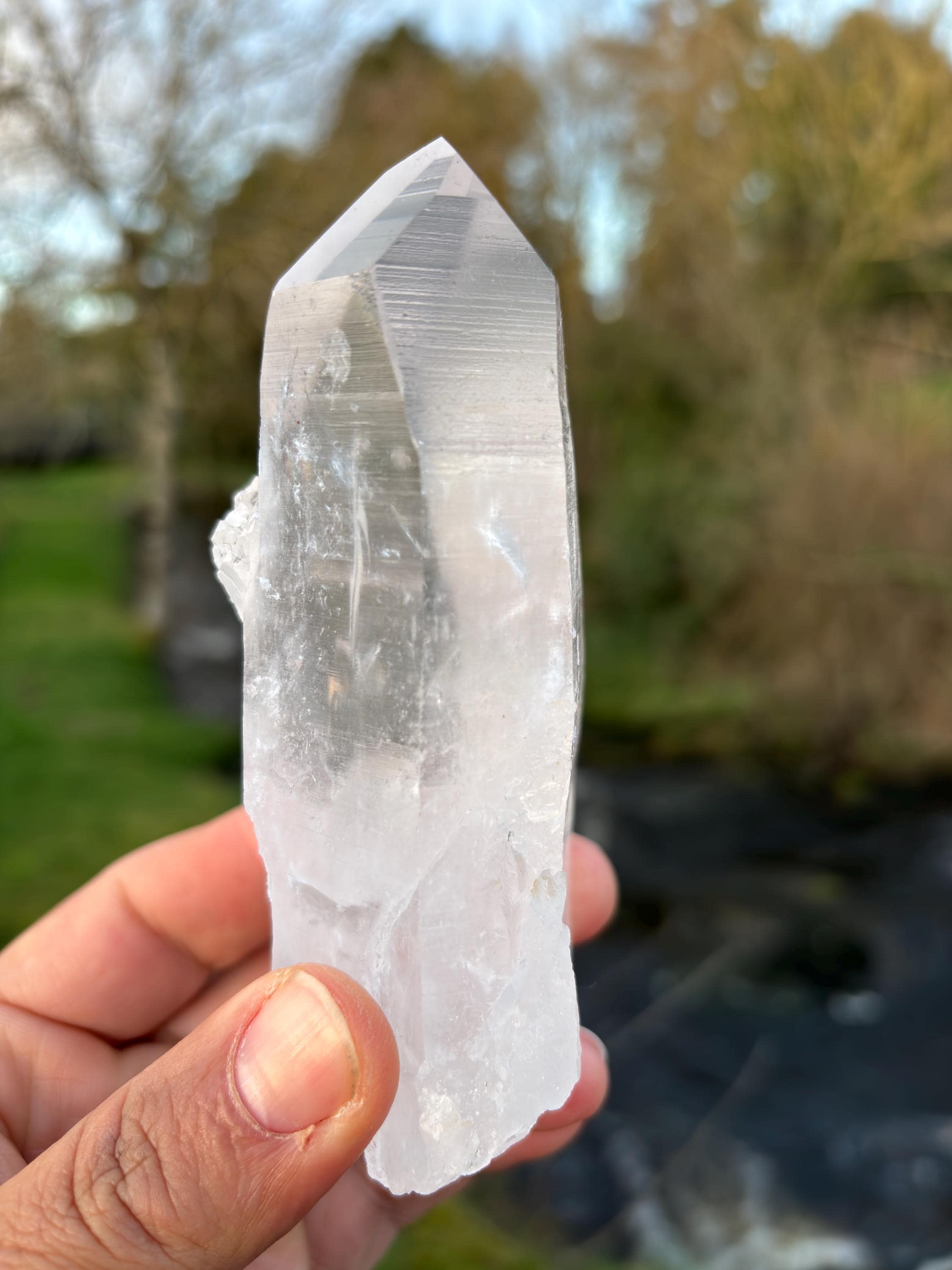 Natural Lemurian Quartz Point | Extra Clear Brazilian Crystal | High Transparency | Raw Collector Specimen | Healing Stone