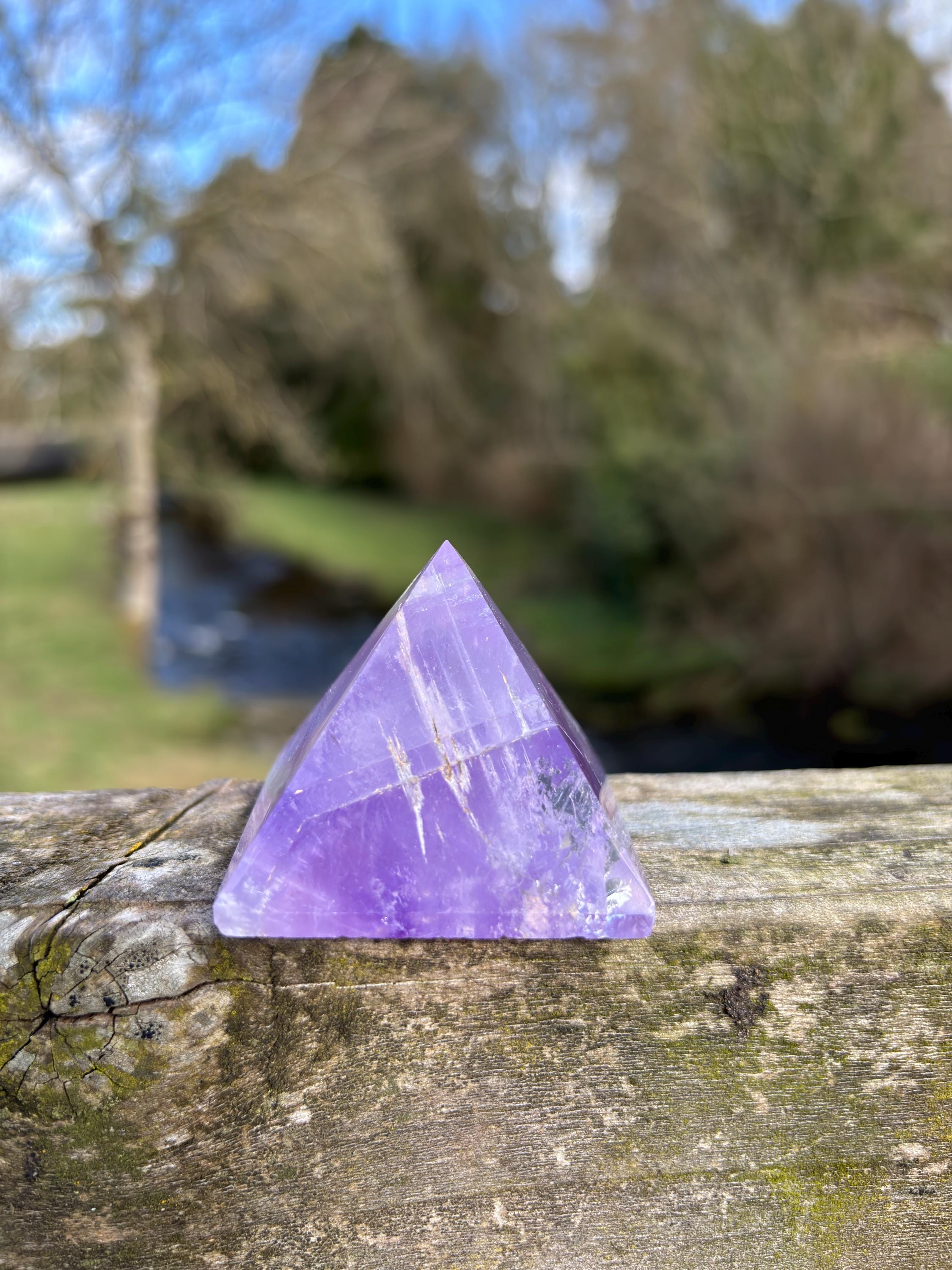 Amethyst Crystal Pyramid 50mm | Purple Quartz Energy Stone | Sacred Geometry Healing Crystal | Meditation & Decor