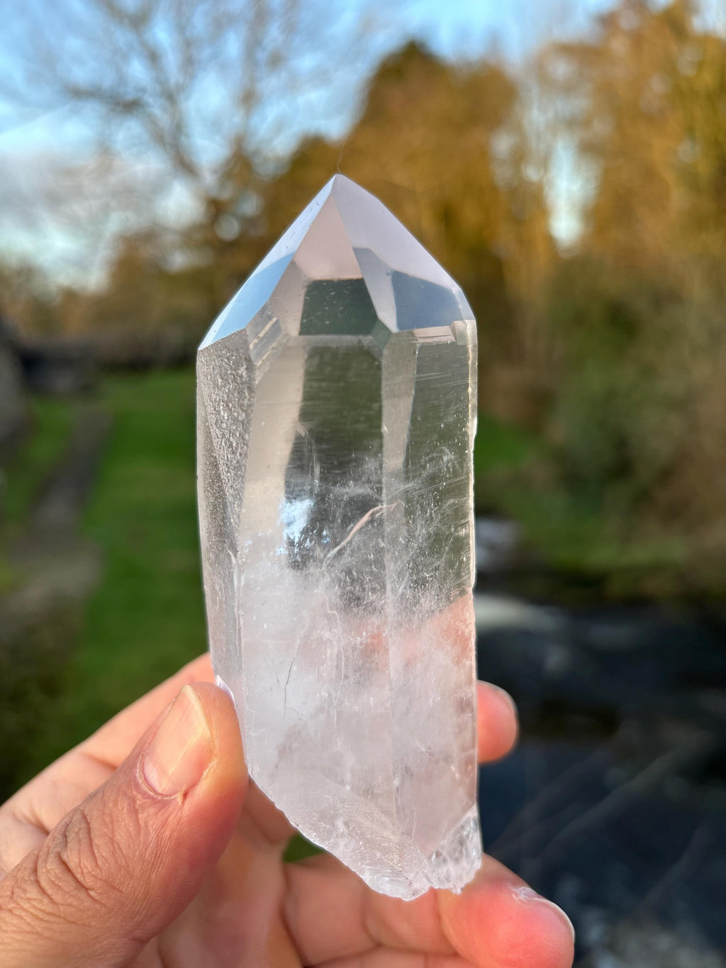 Natural Lemurian Quartz Point | Extra Clear Brazilian Crystal | High Transparency | Raw Collector Specimen | Healing Stone