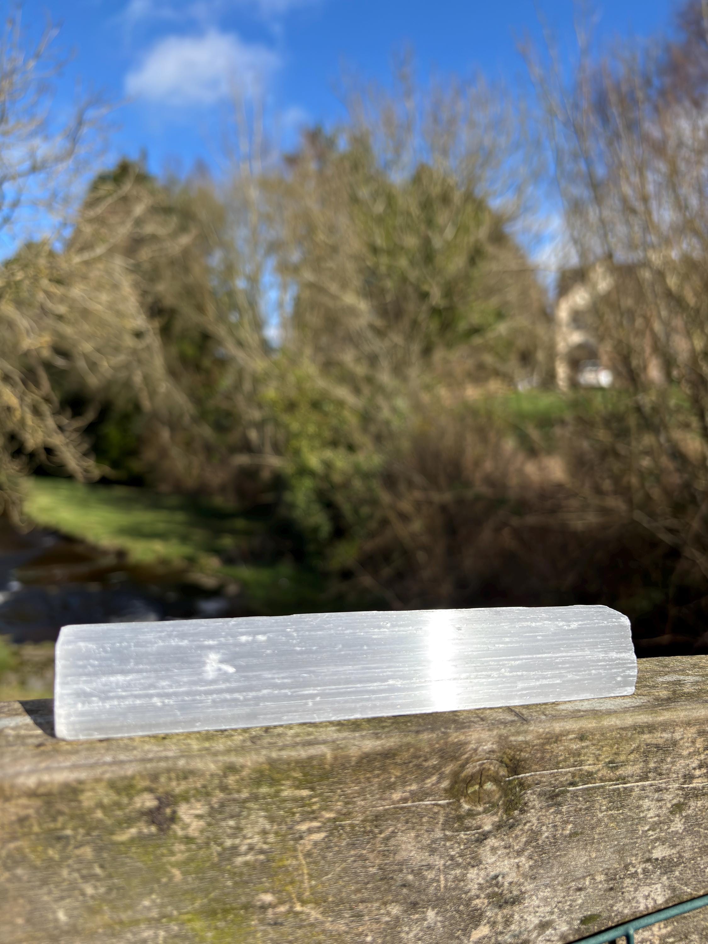 Natural Selenite Stick - Satin Spar Crystal Wand for Cleansing, Energy Clearing & Home Decor