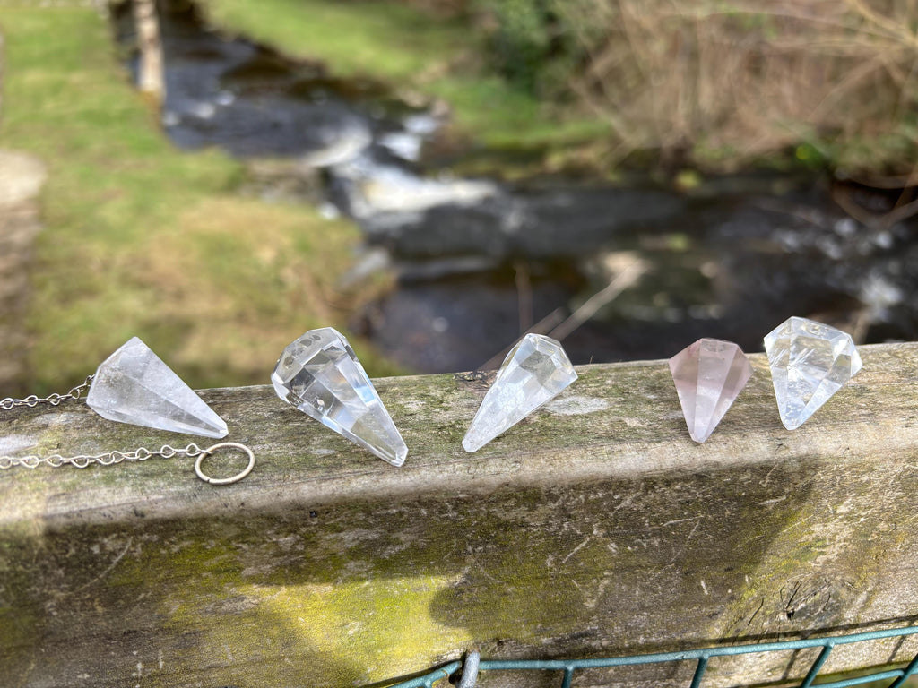Faceted Crystal Pendulum | Divination Dowsing Tool with Chain