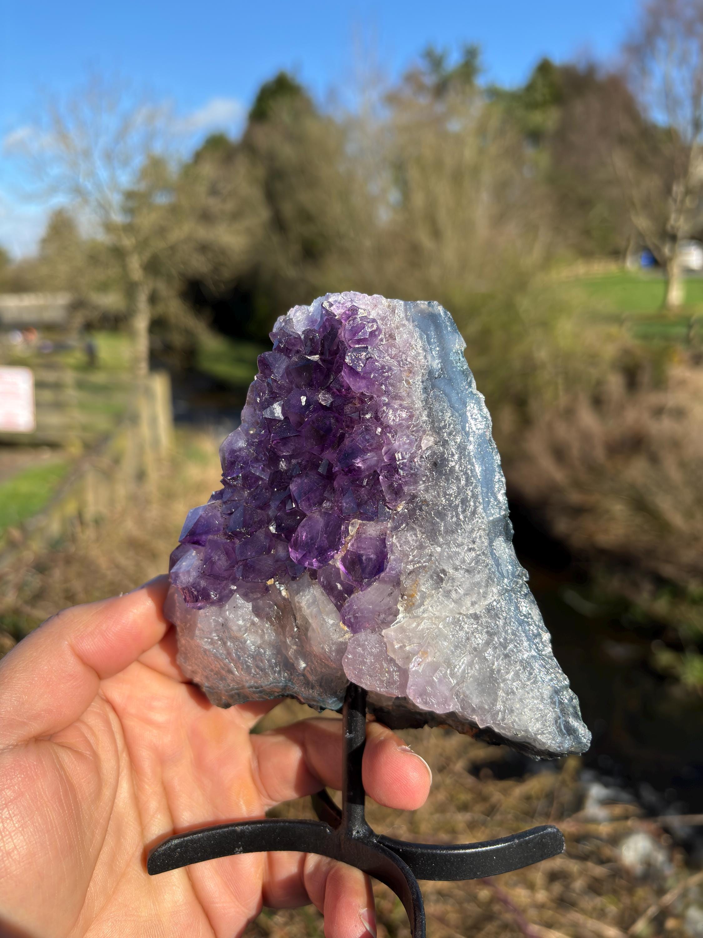 Amethyst Druzy Crystal on Display Base – Natural Purple Geode