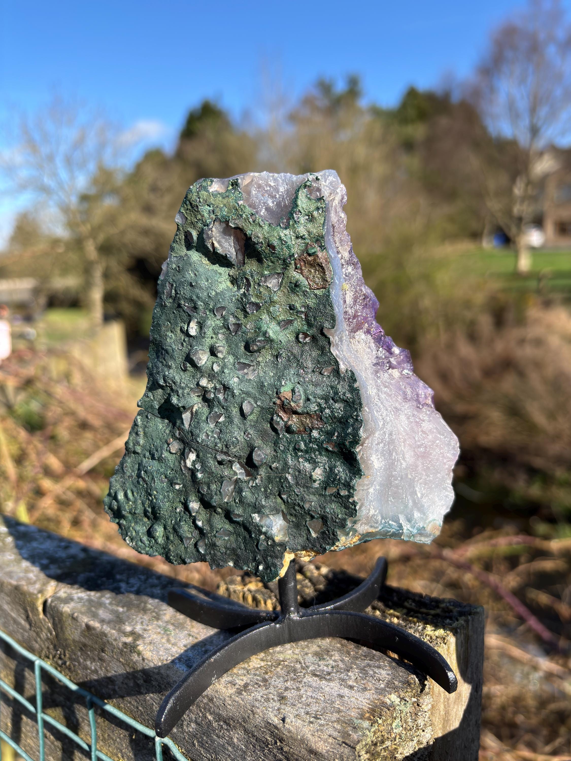 Amethyst Druzy Crystal on Display Base – Natural Purple Geode