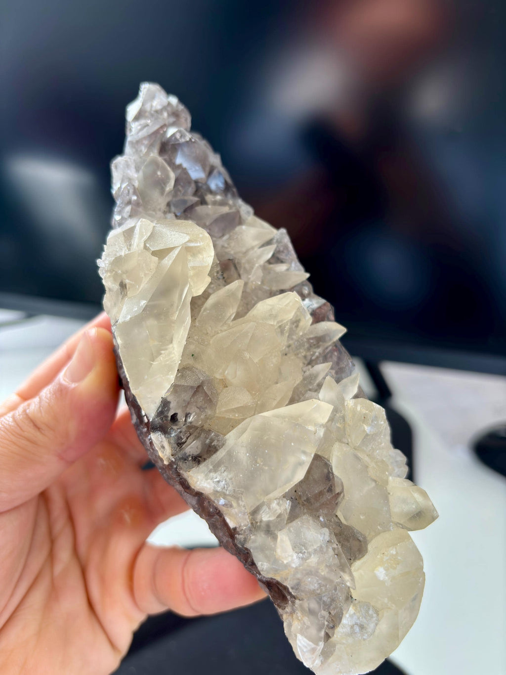 Smoky Quartz Druze with Calcite - Natural Crystal Mineral Specimen (605g)