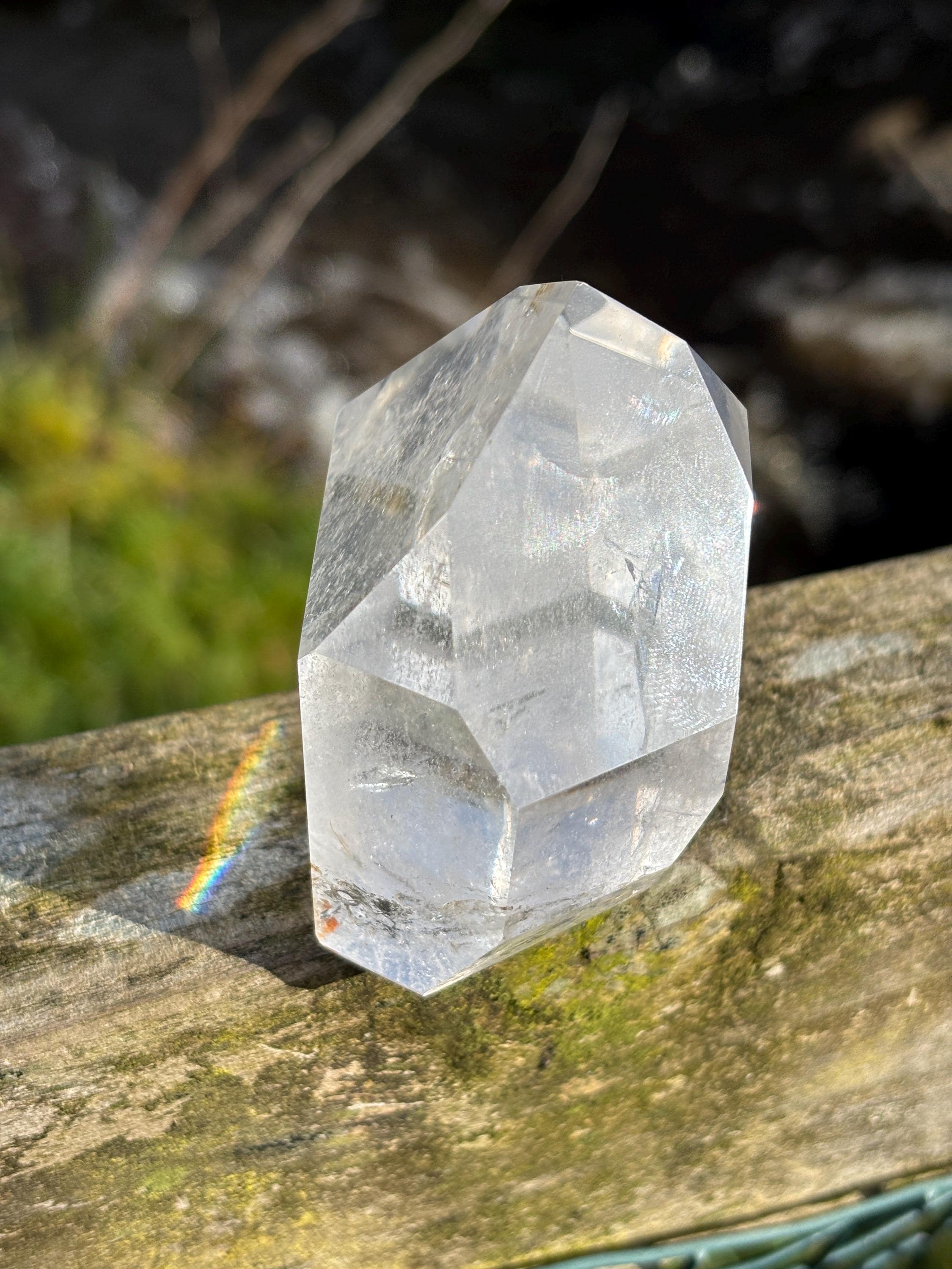 Clear Quartz Polished Point | Brazilian Crystal Tower with Rainbow Inclusions