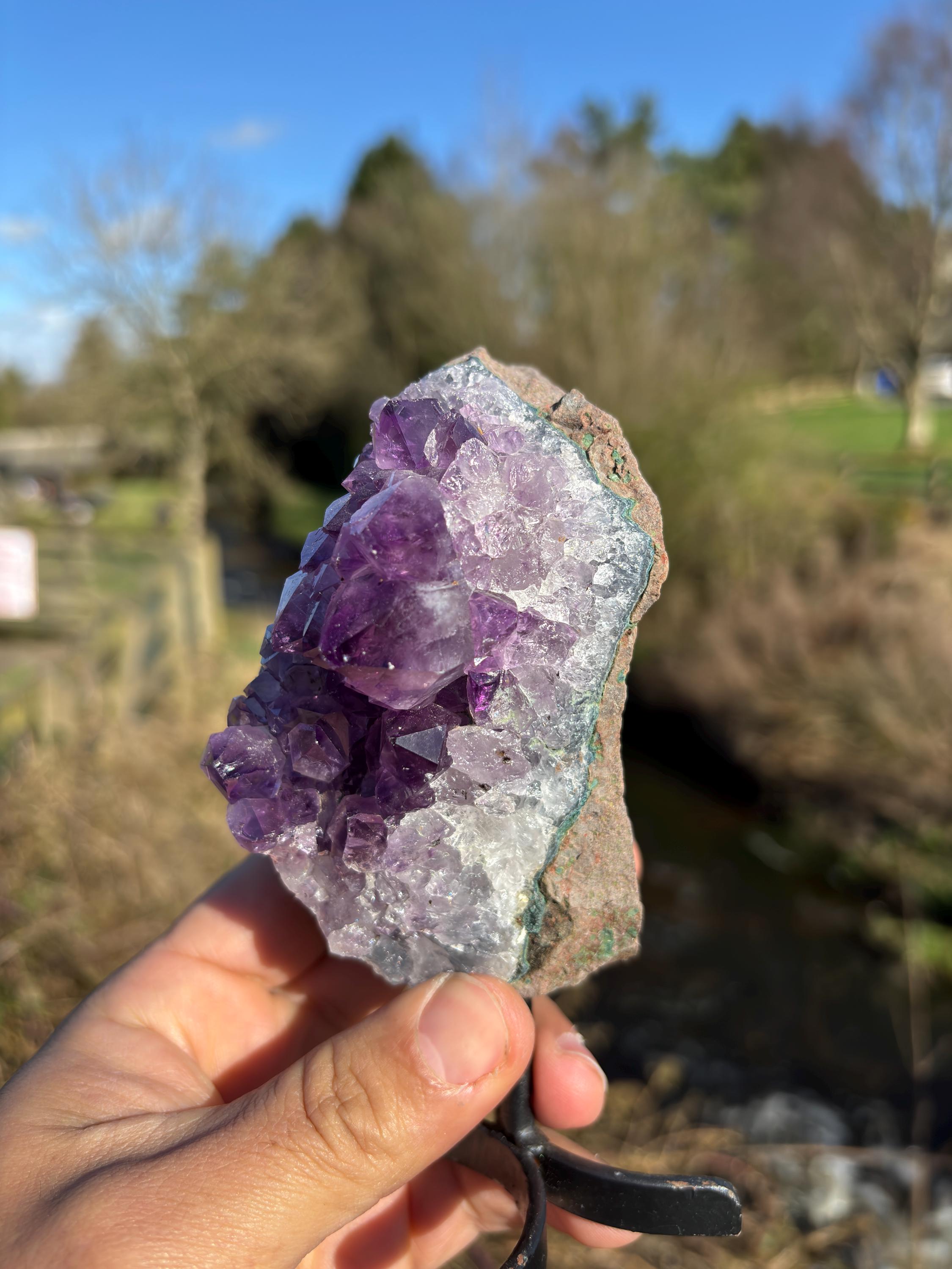 Natural Amethyst Druzy Cluster with Base - Purple Crystal Mineral Specimen