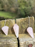Rose Quartz Pendulum | Faceted Crystal Dowsing Tool | Heart Chakra Healing Stone | Divination Pendulum