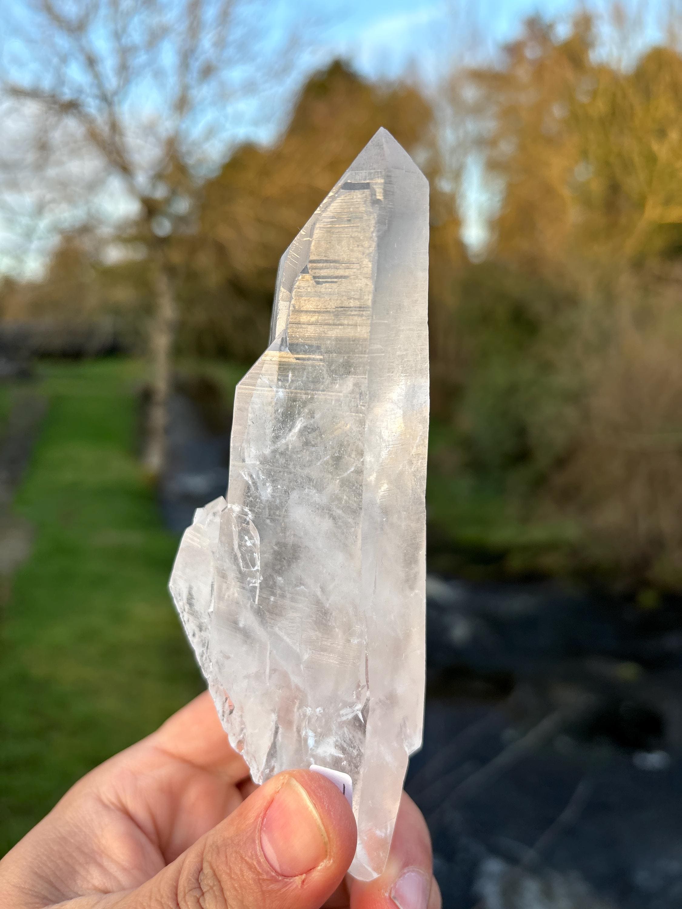 Natural Lemurian Quartz Point | Extra Clear Brazilian Crystal | High Transparency | Raw Collector Specimen | Healing Stone