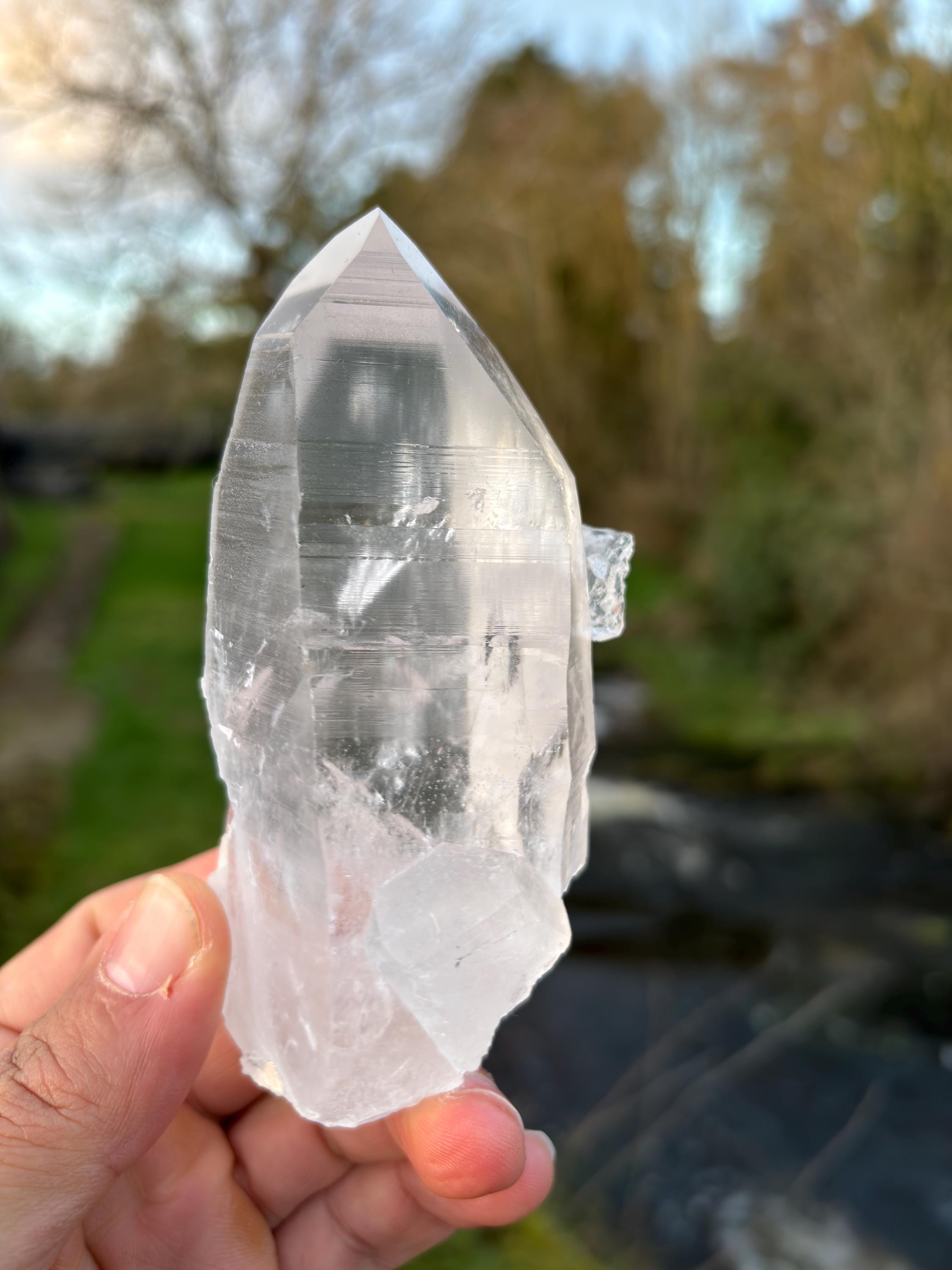 Natural Lemurian Quartz Point | Extra Clear Brazilian Crystal | High Transparency | Raw Collector Specimen | Healing Stone