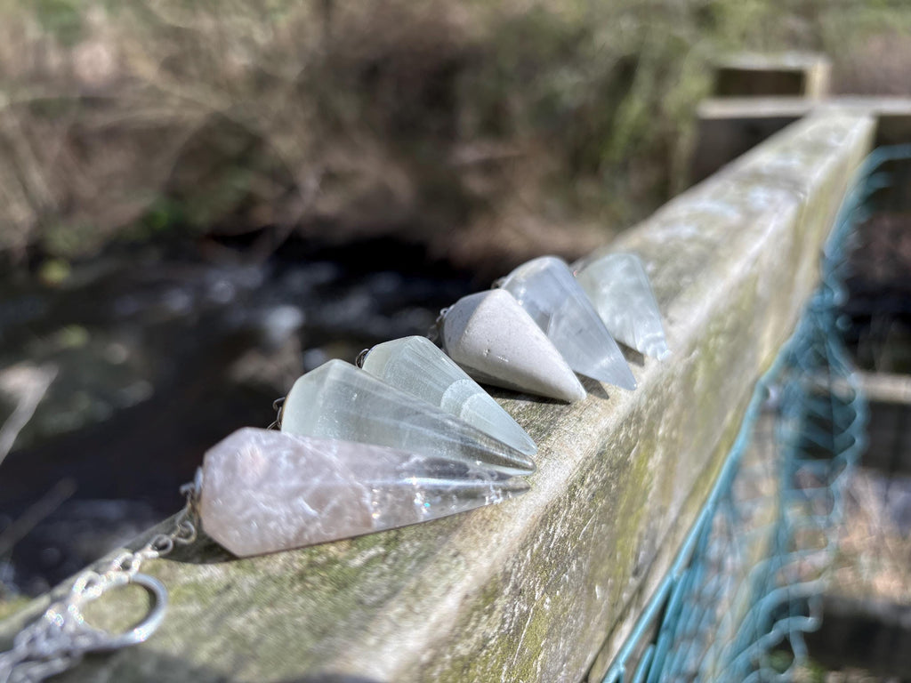 Lithium Quartz Pendulum | Grey Crystal Dowsing Tool | Emotional Healing Stone | Meditation Divination Pendulum