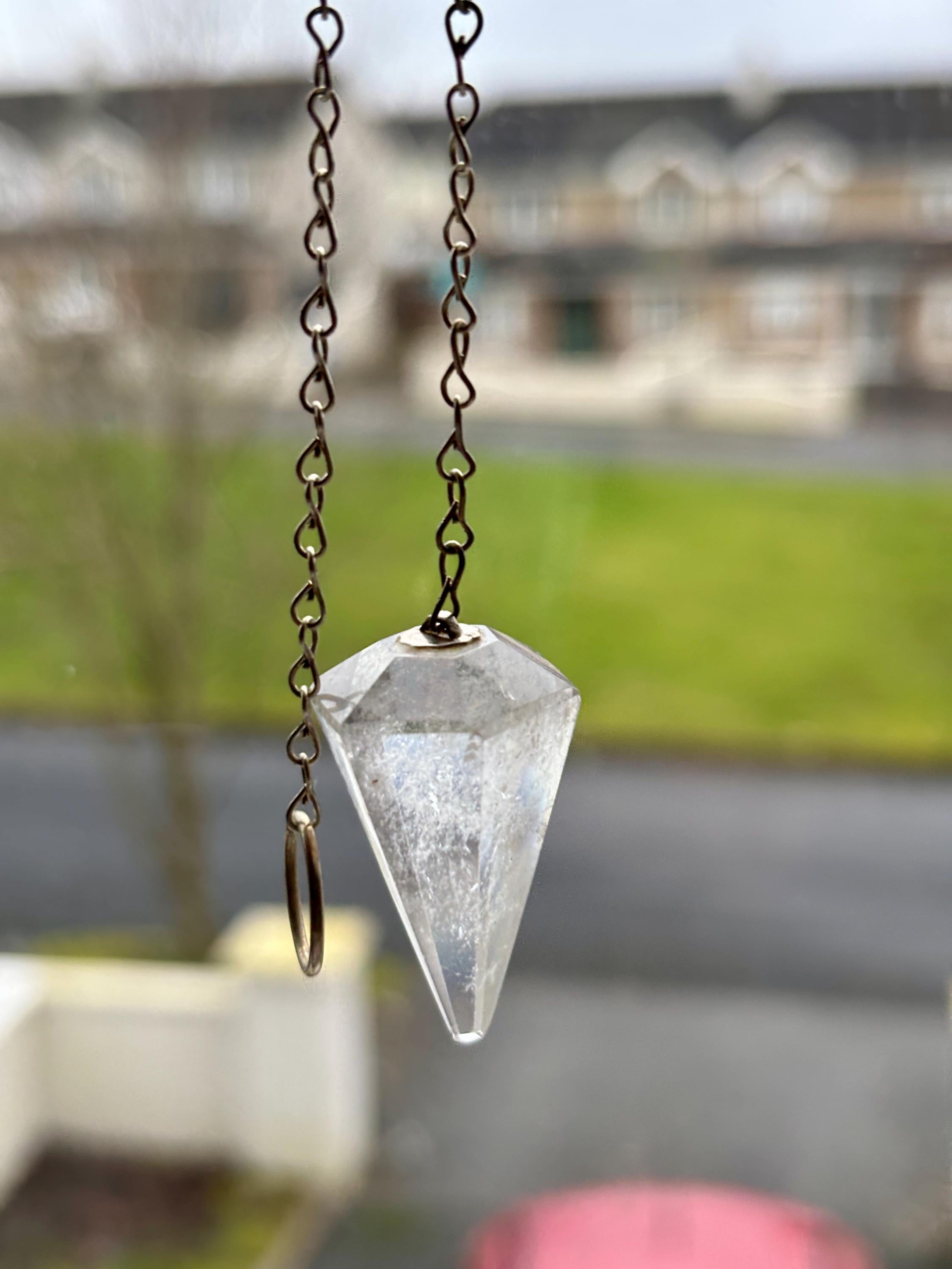 Faceted Crystal Pendulum | Divination Dowsing Tool with Chain