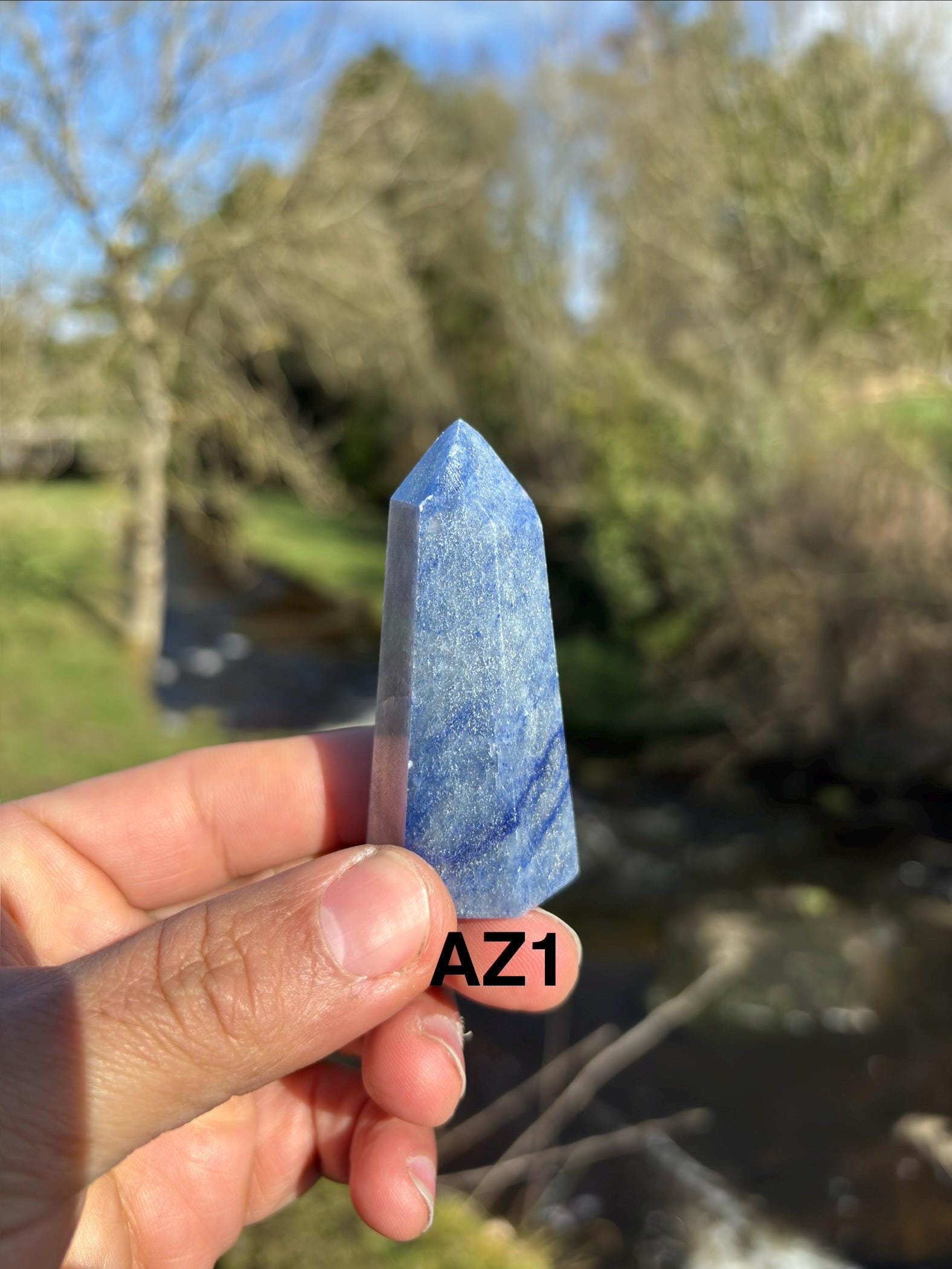 Natural Blue Quartz Polished Point - Crystal Tower for Healing & Decor