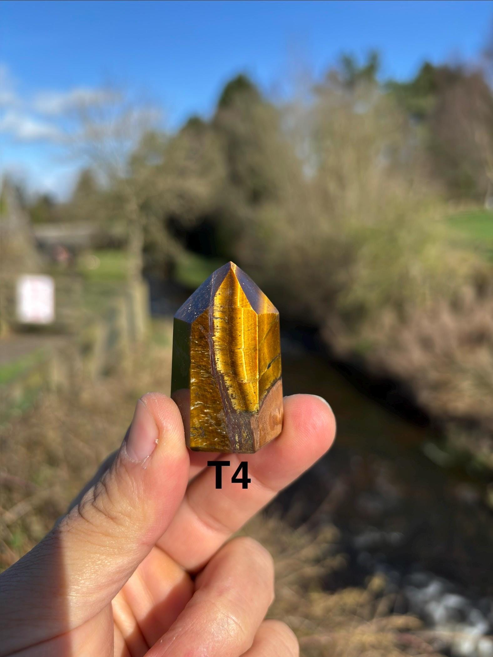 Tiger's Eye Crystal Point | Hand-Polished Tower, Home Decor