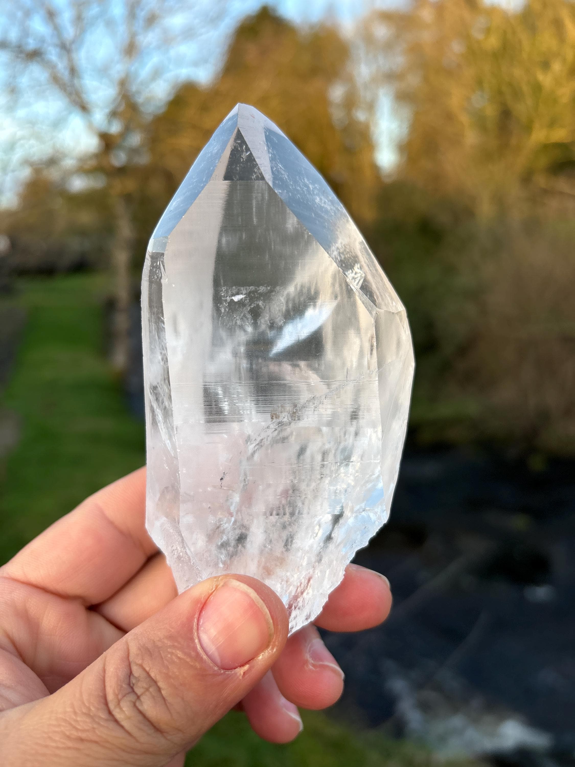 Natural Lemurian Quartz Point | Extra Clear Brazilian Crystal | High Transparency | Raw Collector Specimen | Healing Stone