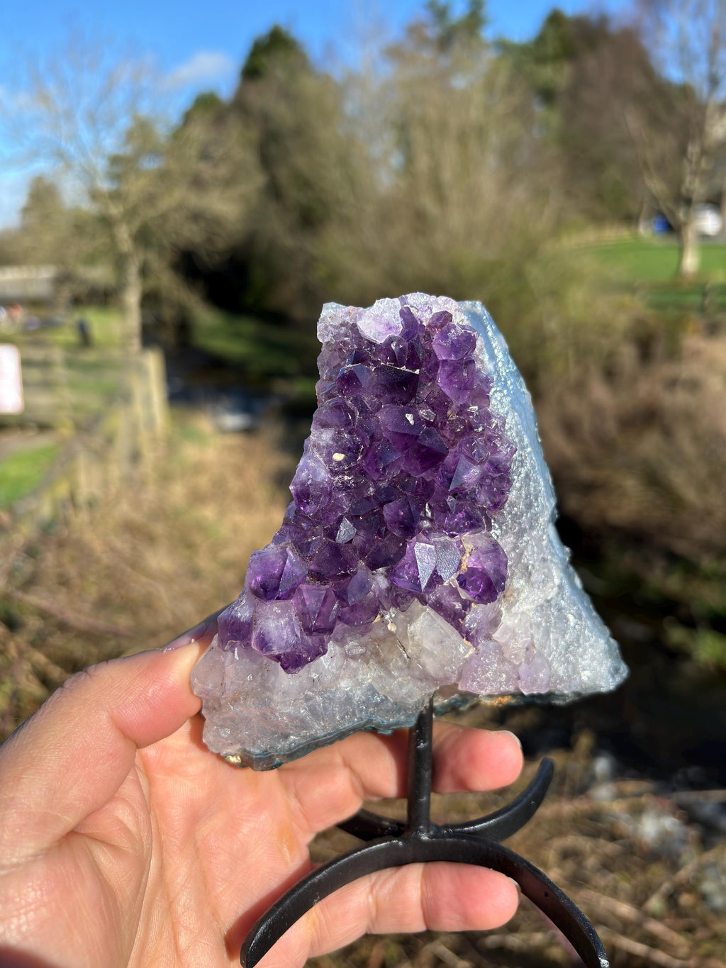 Amethyst Druzy Crystal on Display Base – Natural Purple Geode