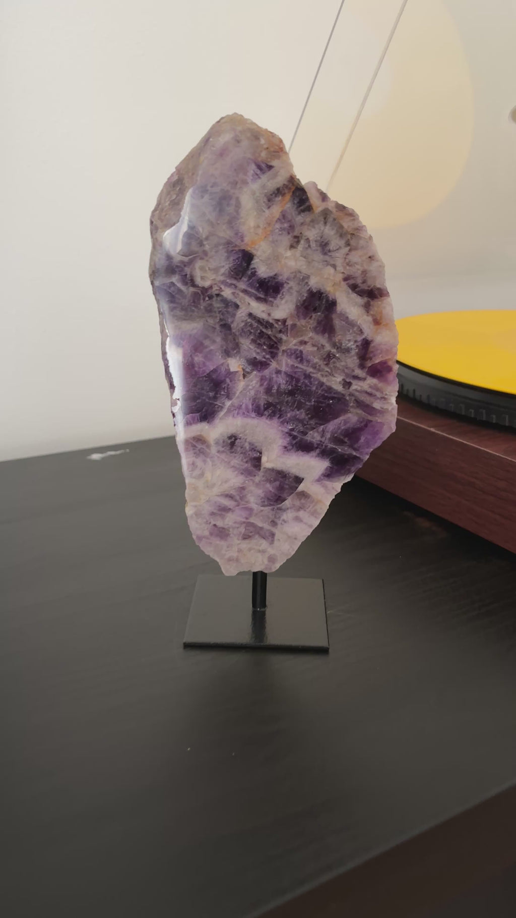 Chevron Amethyst Slab on Stand | Premium Brazilian Mineral Specimen | Collector Crystal Display | Luxury Home Decor