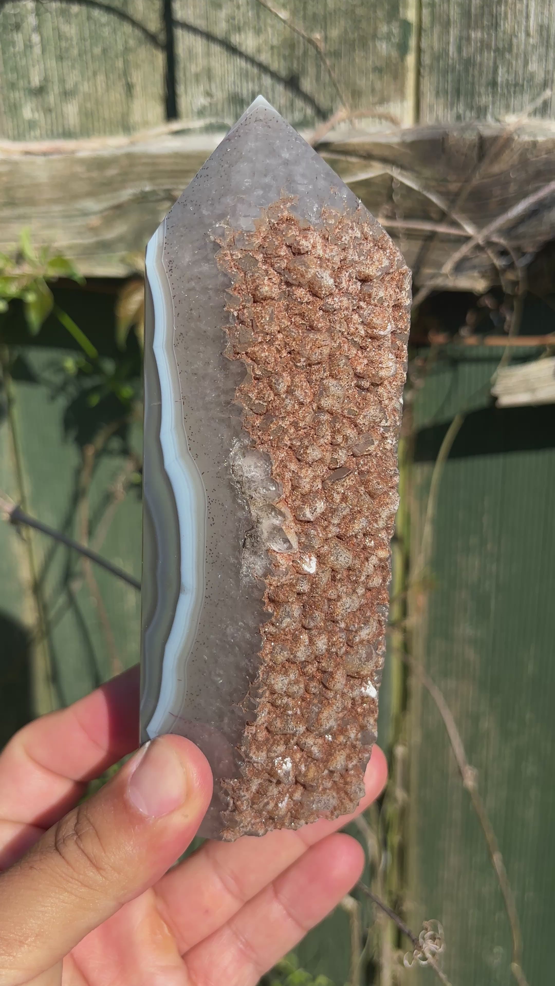 Natural Agate Druzy Point | Premium Brazilian Crystal Tower | Polished Mineral Specimen | Luxury Home Decor