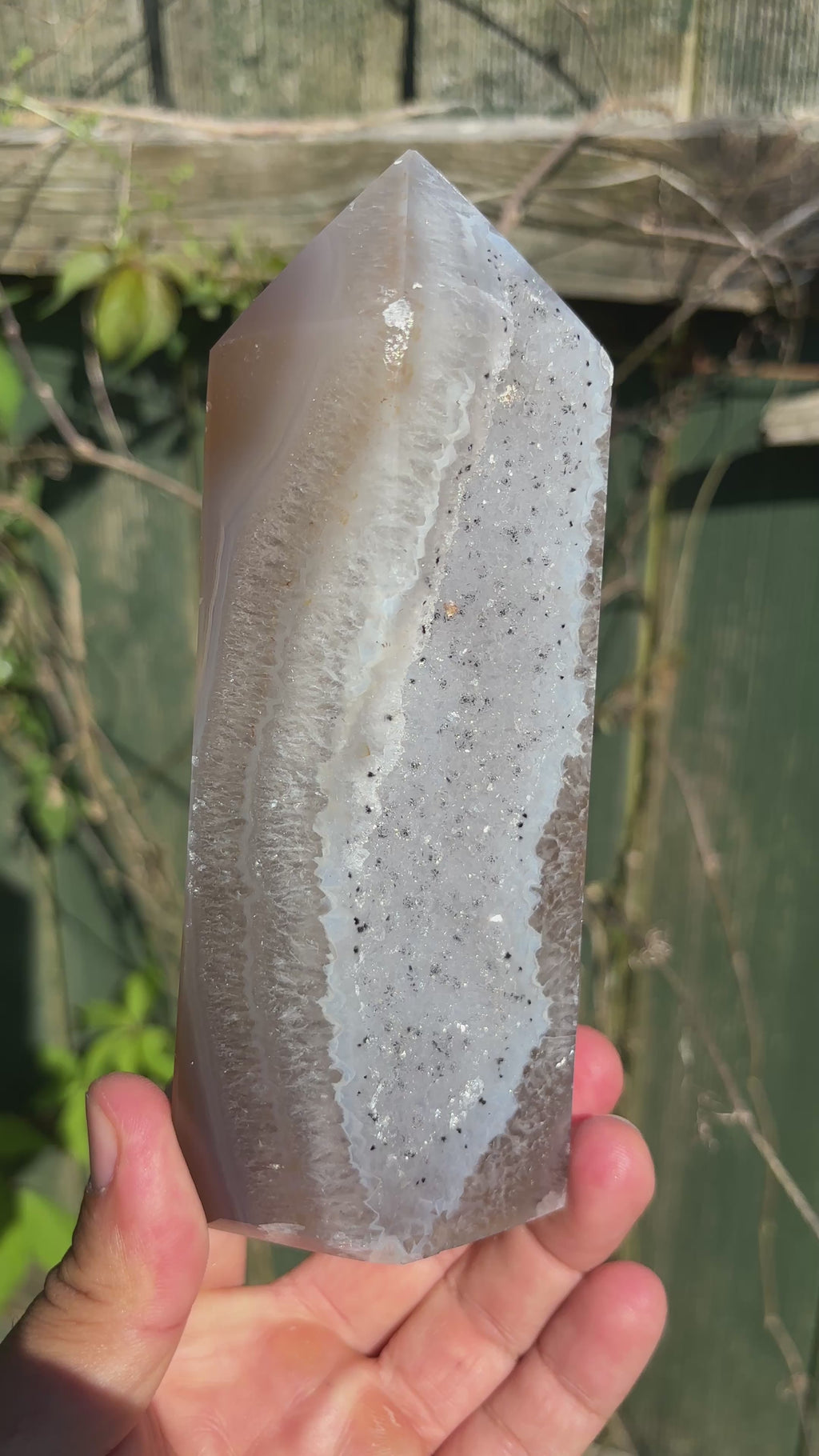 Natural Agate Druzy Point | Premium Brazilian Crystal Tower | Polished Mineral Specimen | Luxury Home Decor