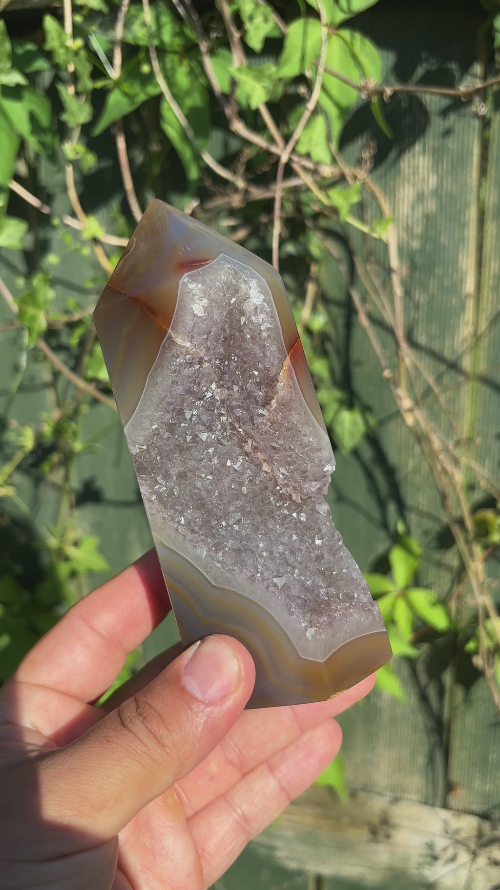 Natural Agate Druzy Point | Premium Brazilian Crystal Tower | Polished Mineral Specimen | Luxury Home Decor