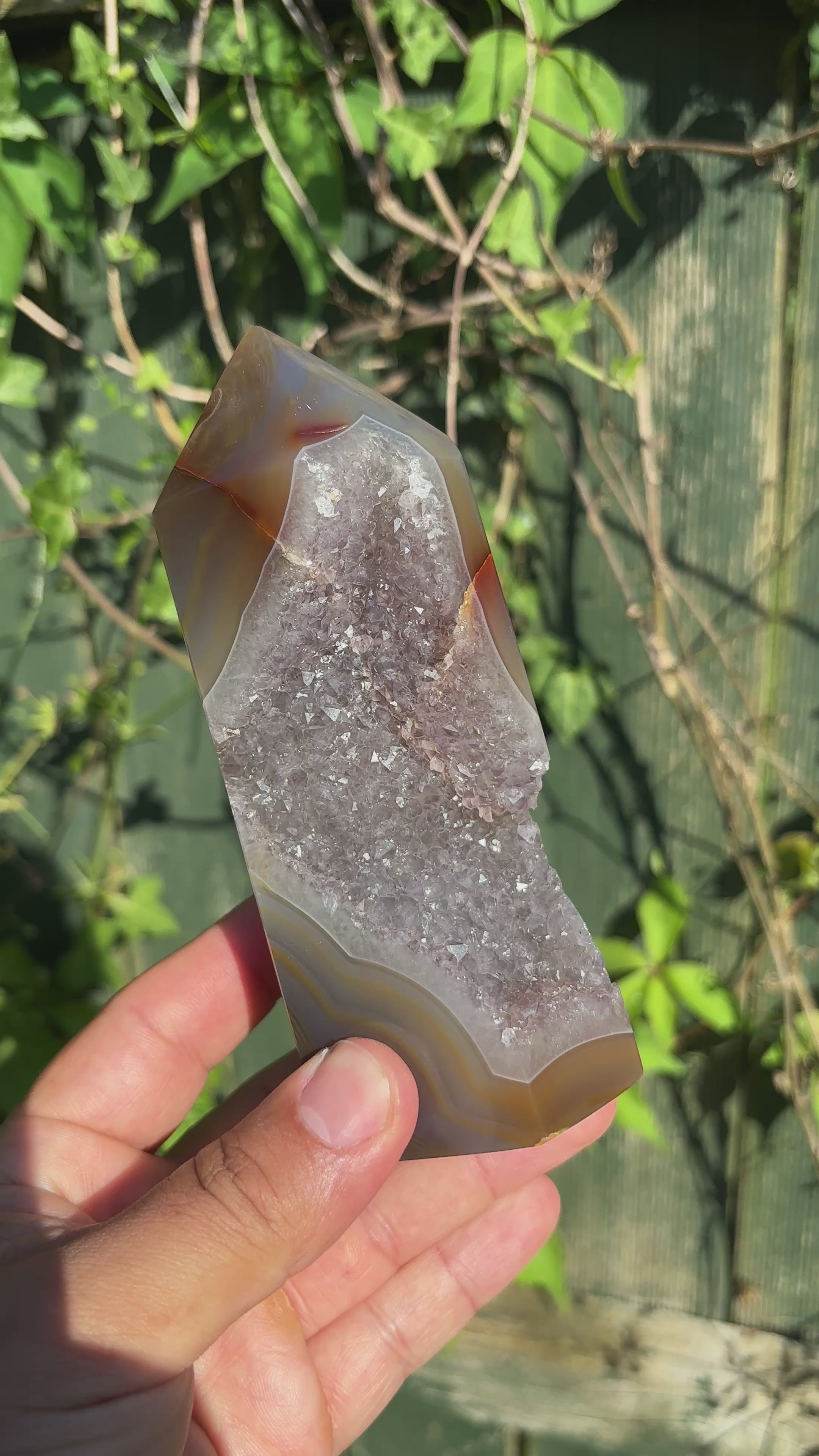 Natural Agate Druzy Point | Premium Brazilian Crystal Tower | Polished Mineral Specimen | Luxury Home Decor
