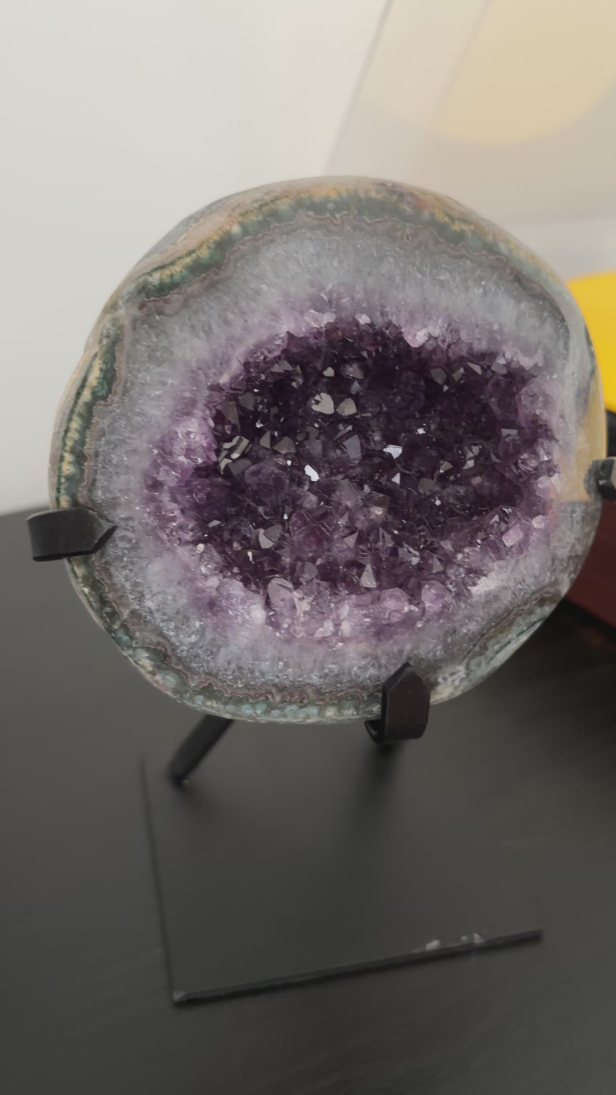 Natural Amethyst Geode on Stand | Premium Brazilian Crystal Display | Large Collector Mineral | Luxury Home Decor
