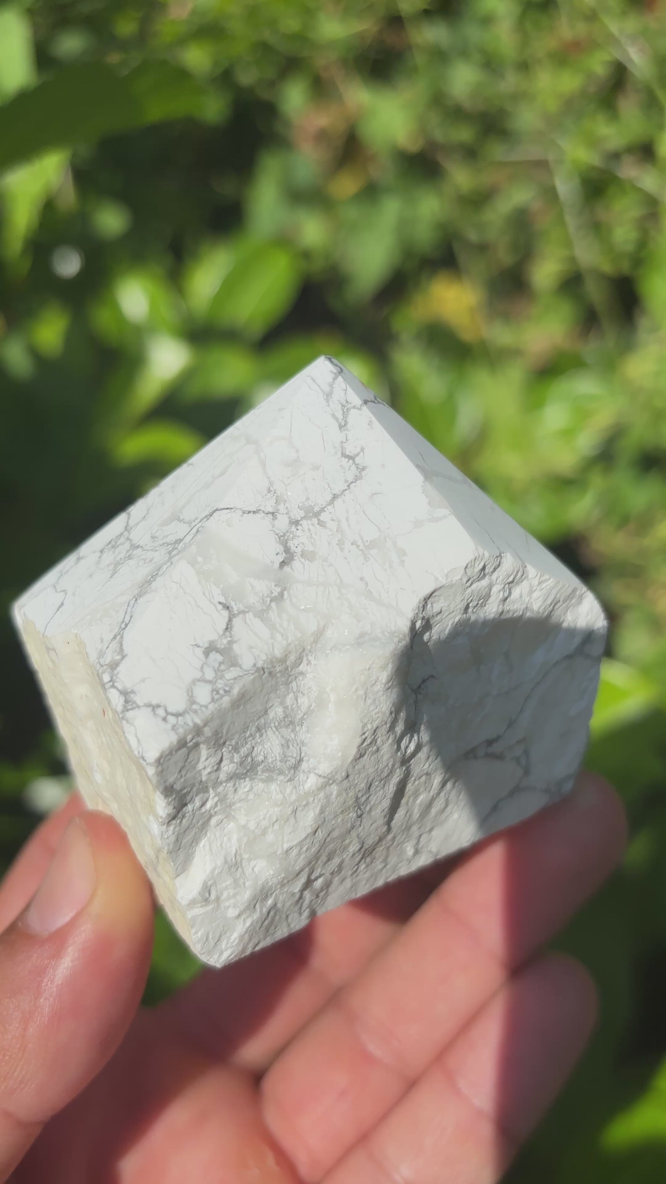 Natural Howlite Cut Base | Polished White Mineral Specimen | Free Standing Collector Crystal | Luxury Home Decor