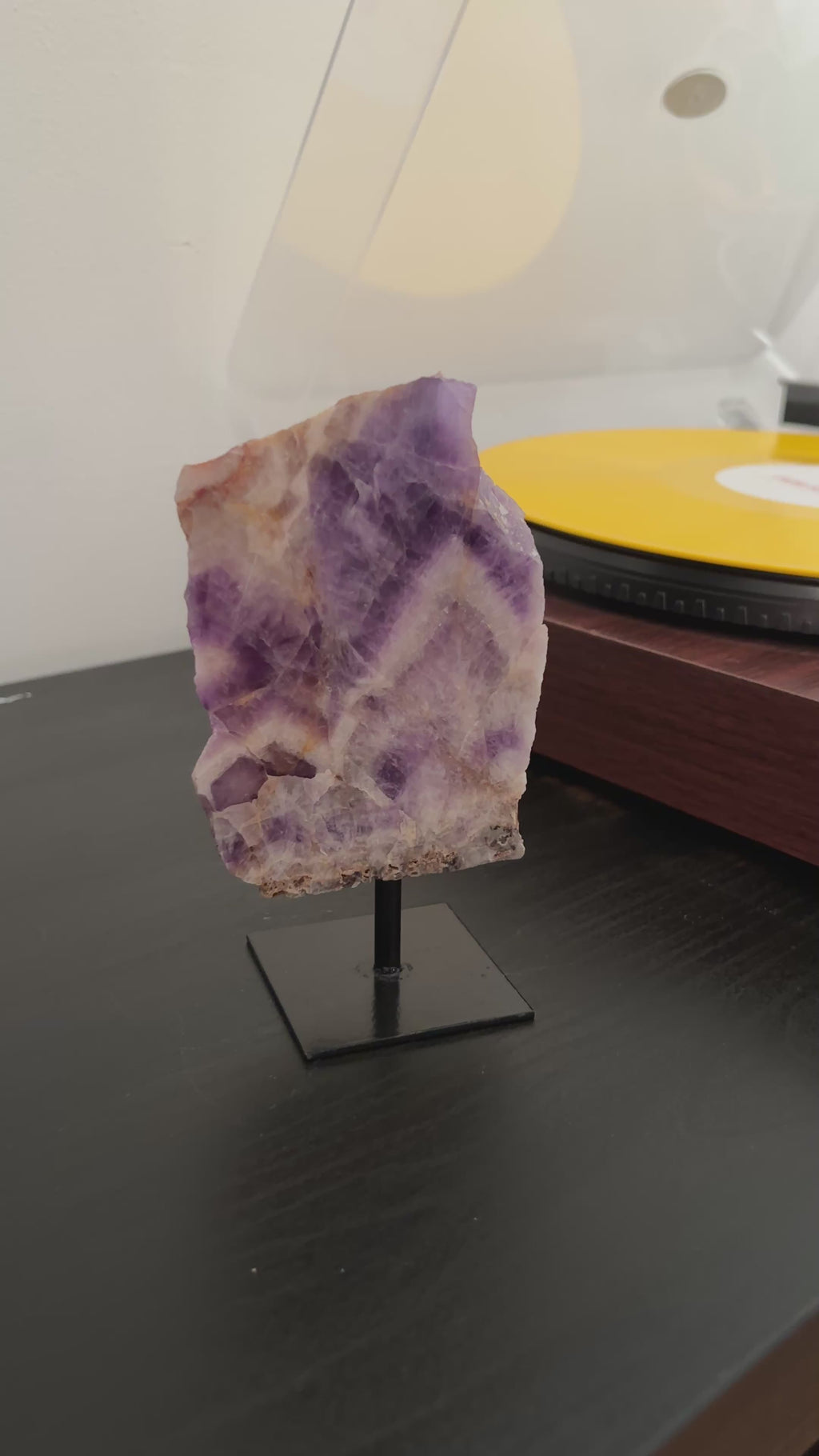 Chevron Amethyst Slab on Stand | Premium Brazilian Mineral Specimen | Collector Crystal Display | Luxury Home Decor