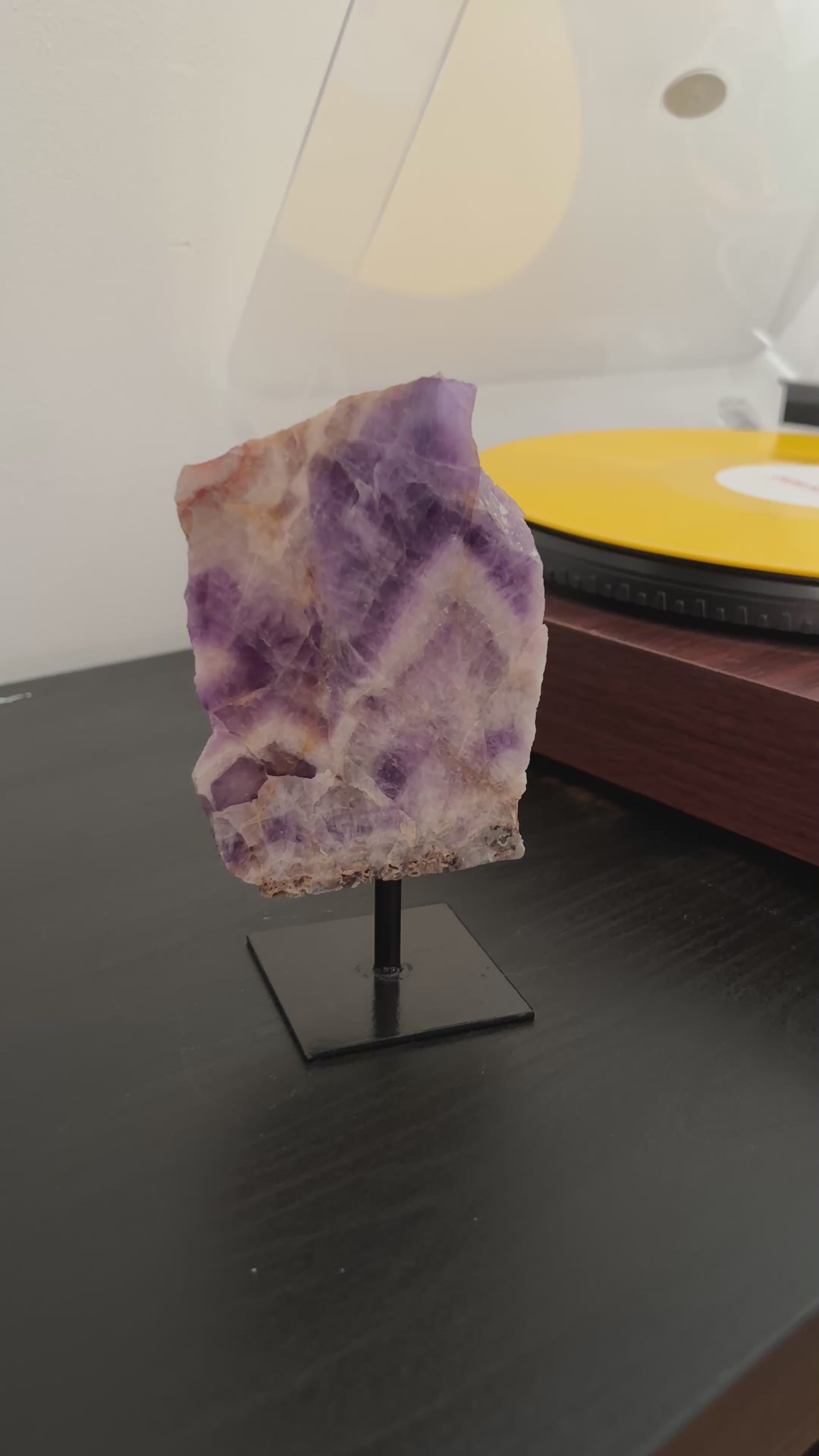 Chevron Amethyst Slab on Stand | Premium Brazilian Mineral Specimen | Collector Crystal Display | Luxury Home Decor