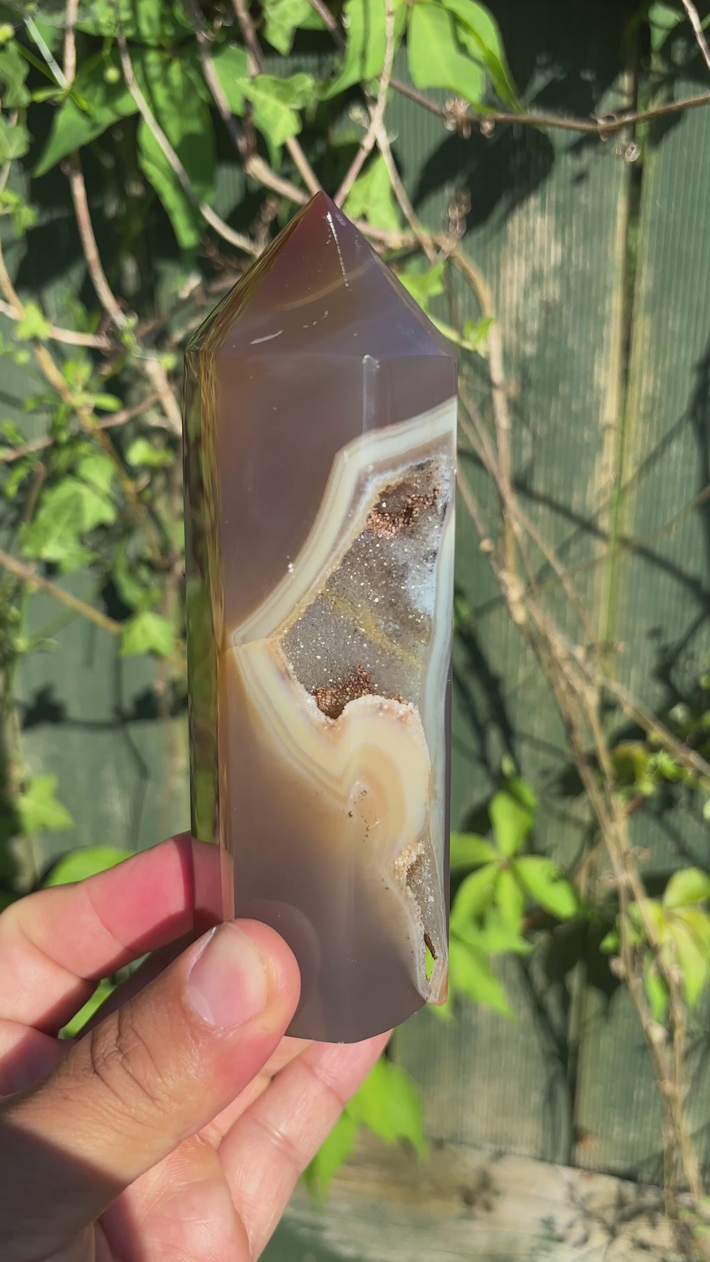 Natural Agate Druzy Point | Premium Brazilian Crystal Tower | Polished Mineral Specimen | Luxury Home Decor