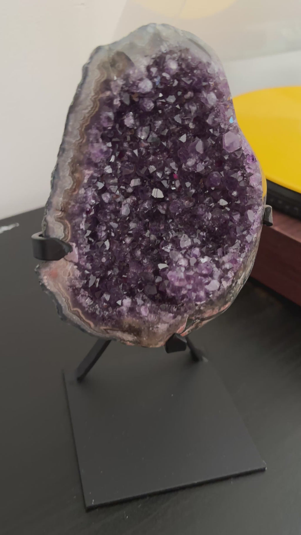 Natural Amethyst Geode on Stand | Premium Brazilian Crystal Display | Large Collector Mineral | Luxury Home Decor