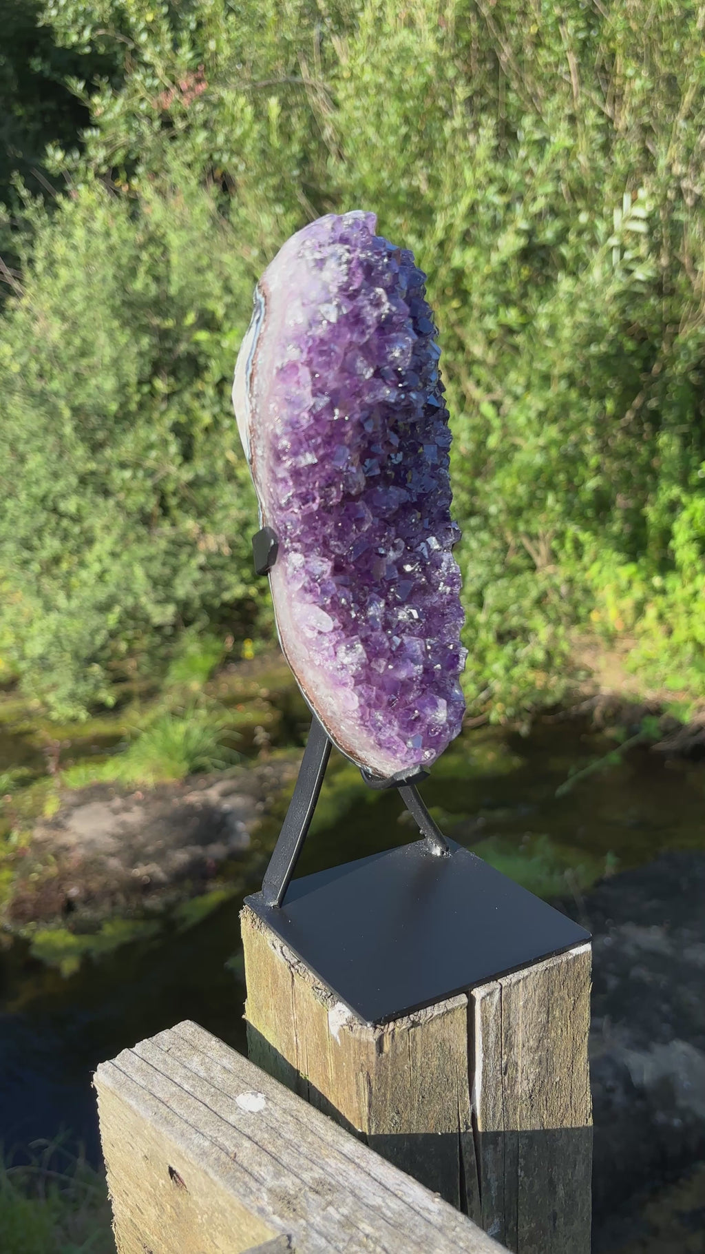 Extra Quality Amethyst Druzy Geode on Elegant Black Stand | Natural Brazilian Amethyst Cluster | Luxury Home Decor Crystal