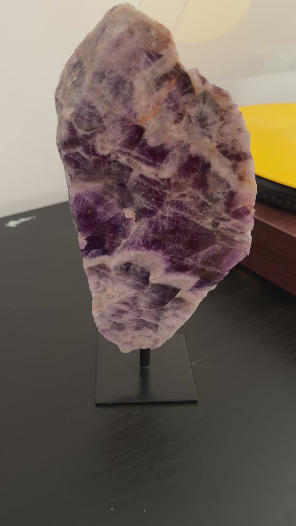 Chevron Amethyst Slab on Stand | Premium Brazilian Mineral Specimen | Collector Crystal Display | Luxury Home Decor