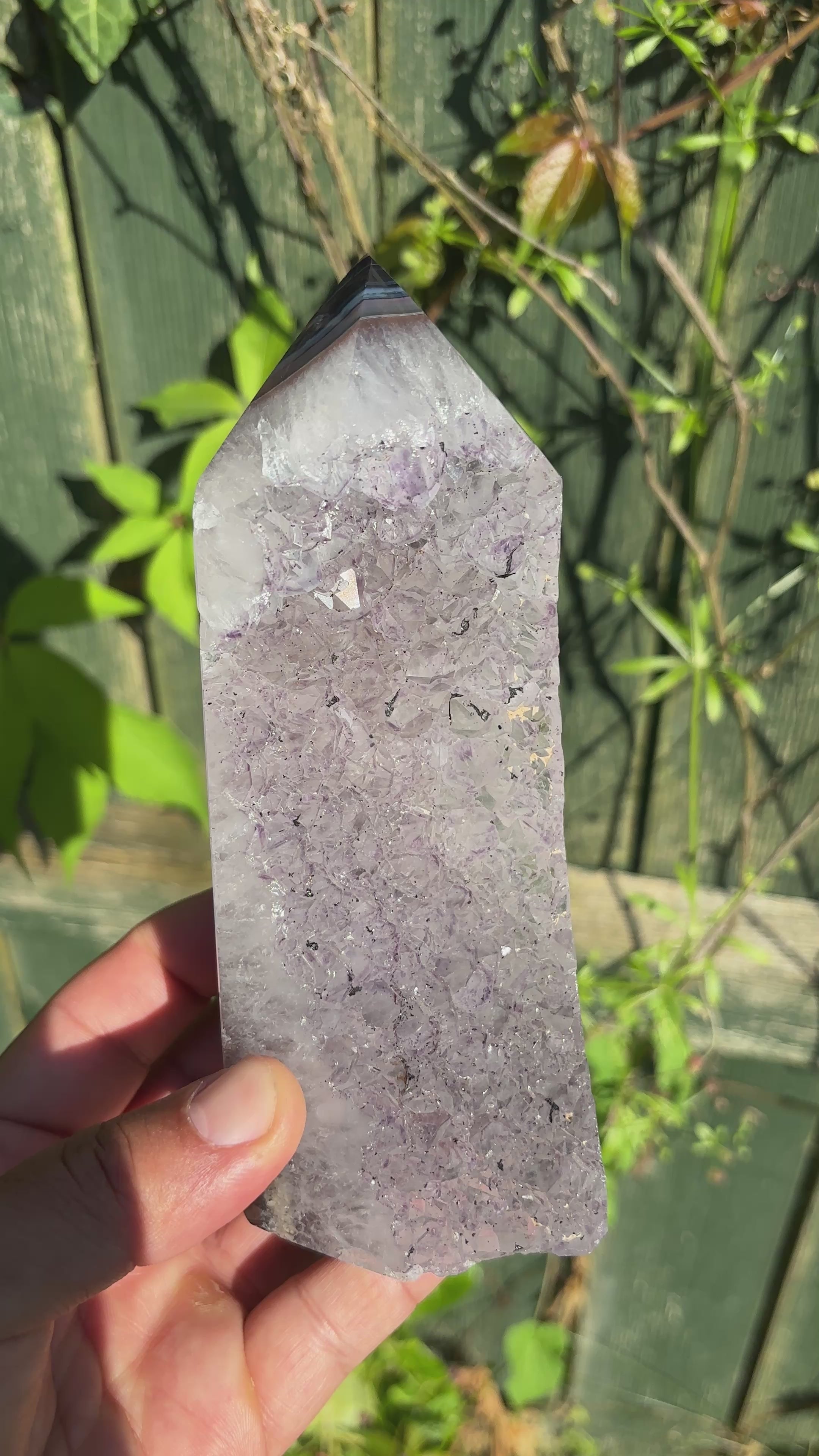Natural Agate Druzy Point | Premium Brazilian Crystal Tower | Polished Mineral Specimen | Luxury Home Decor