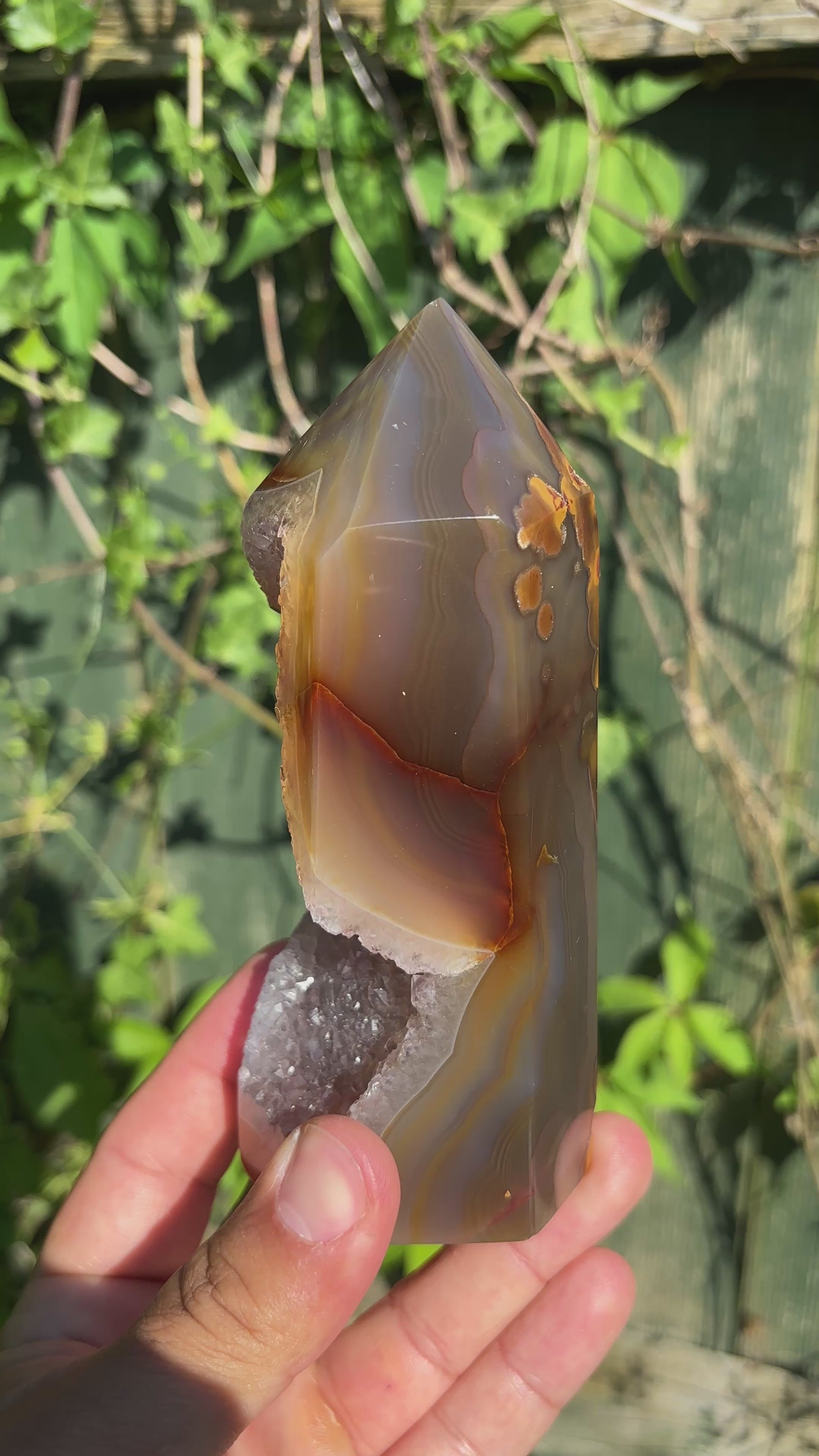 Natural Agate Druzy Point | Premium Brazilian Crystal Tower | Polished Mineral Specimen | Luxury Home Decor