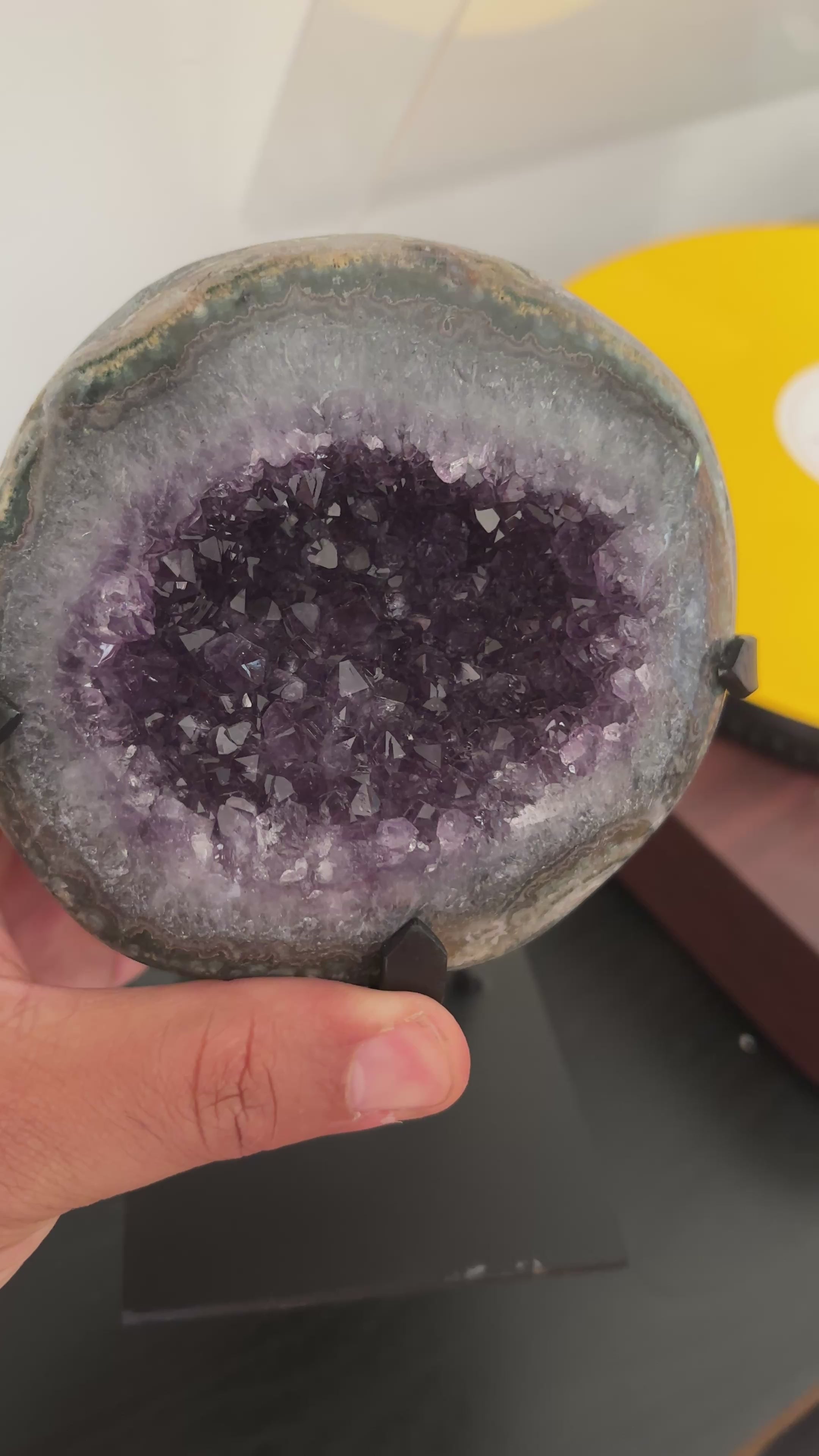 Natural Amethyst Geode on Stand | Premium Brazilian Crystal Display | Large Collector Mineral | Luxury Home Decor